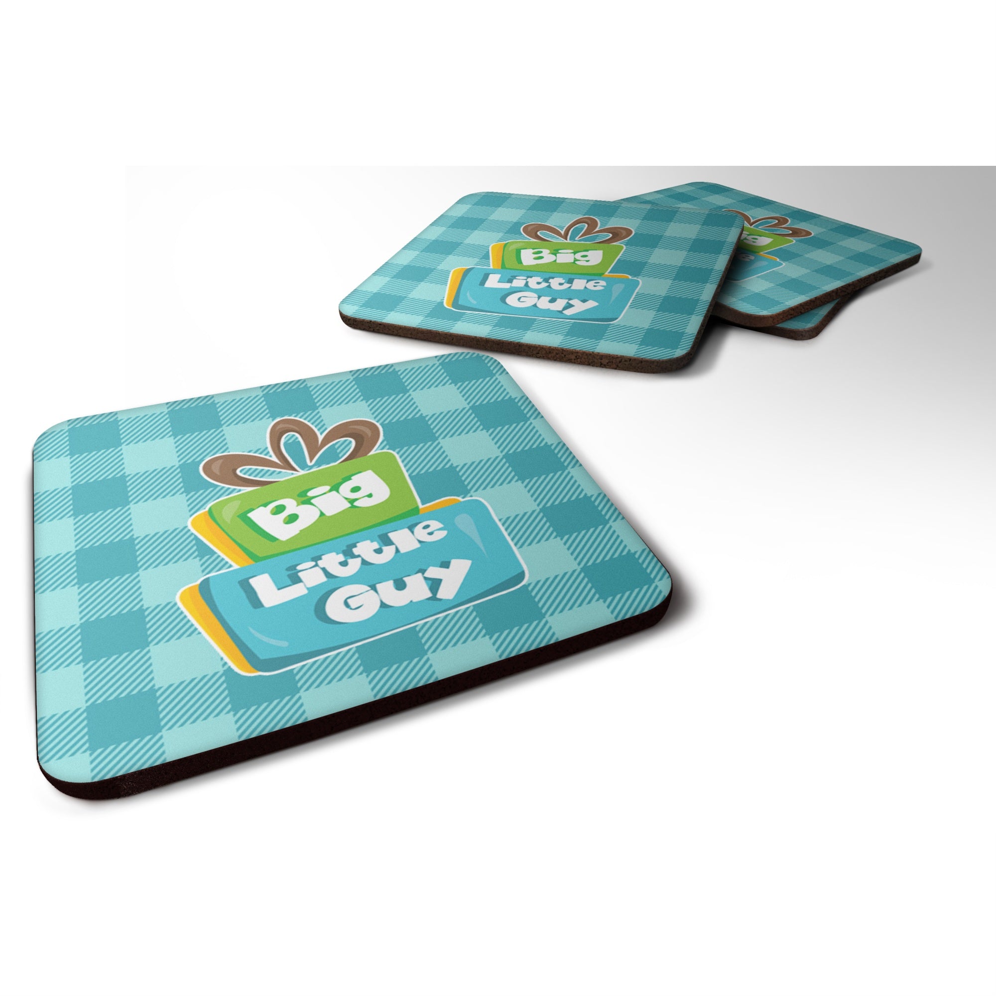 Caroline'S Treasures Boy Big Little Guy Foam Coaster Set Of 4, 3.5, Multicolor