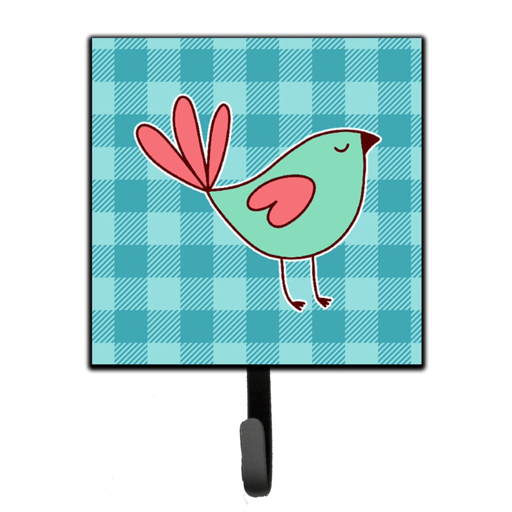 Caroline'S Treasures Bird On Blue Plaid Wall Hook, Small, Multicolor