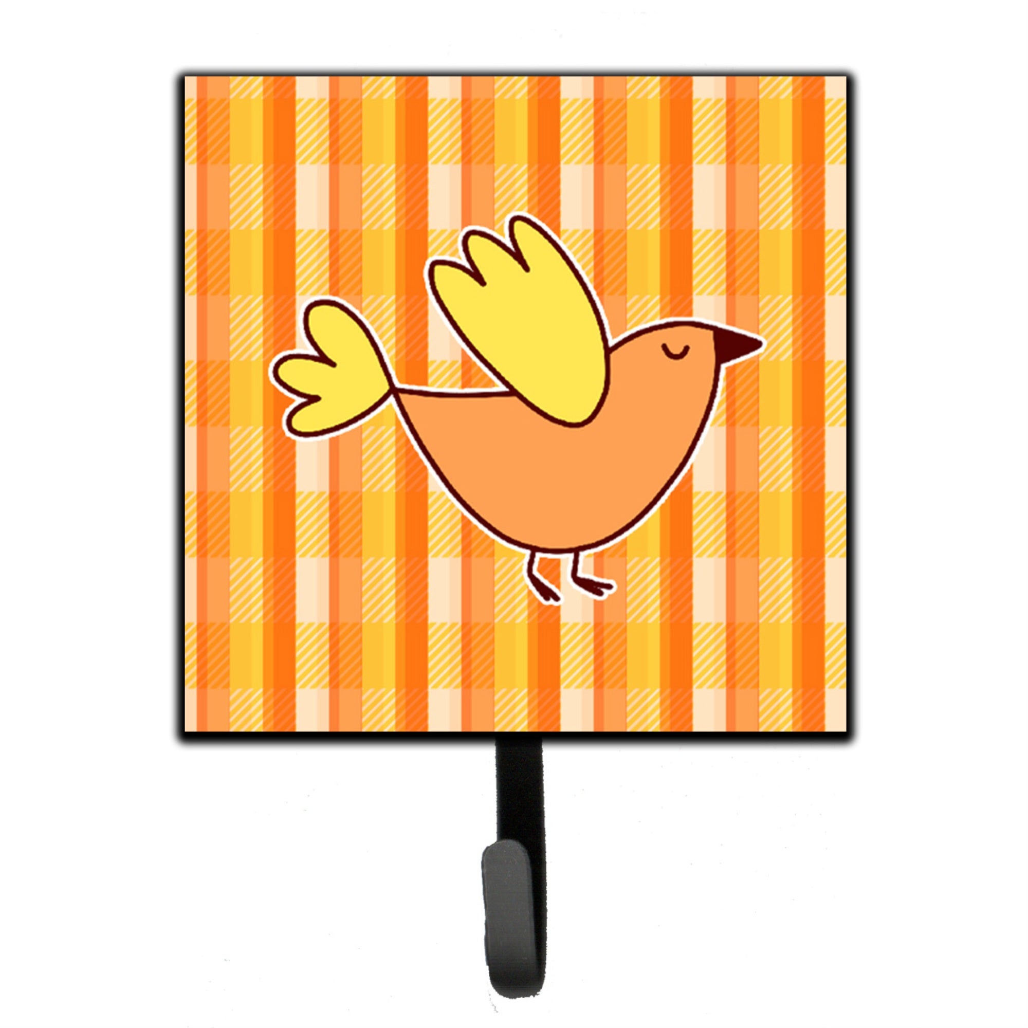 Caroline'S Treasures Bird On Orange Plaid Wall Hook, Small, Multicolor