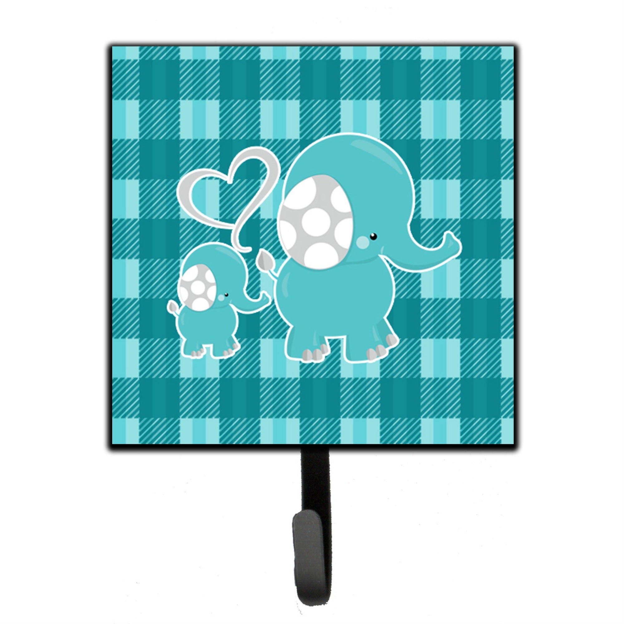 Caroline'S Treasures Plaid Momma And Baby Elephant Wall Hook, Small, Multicolor