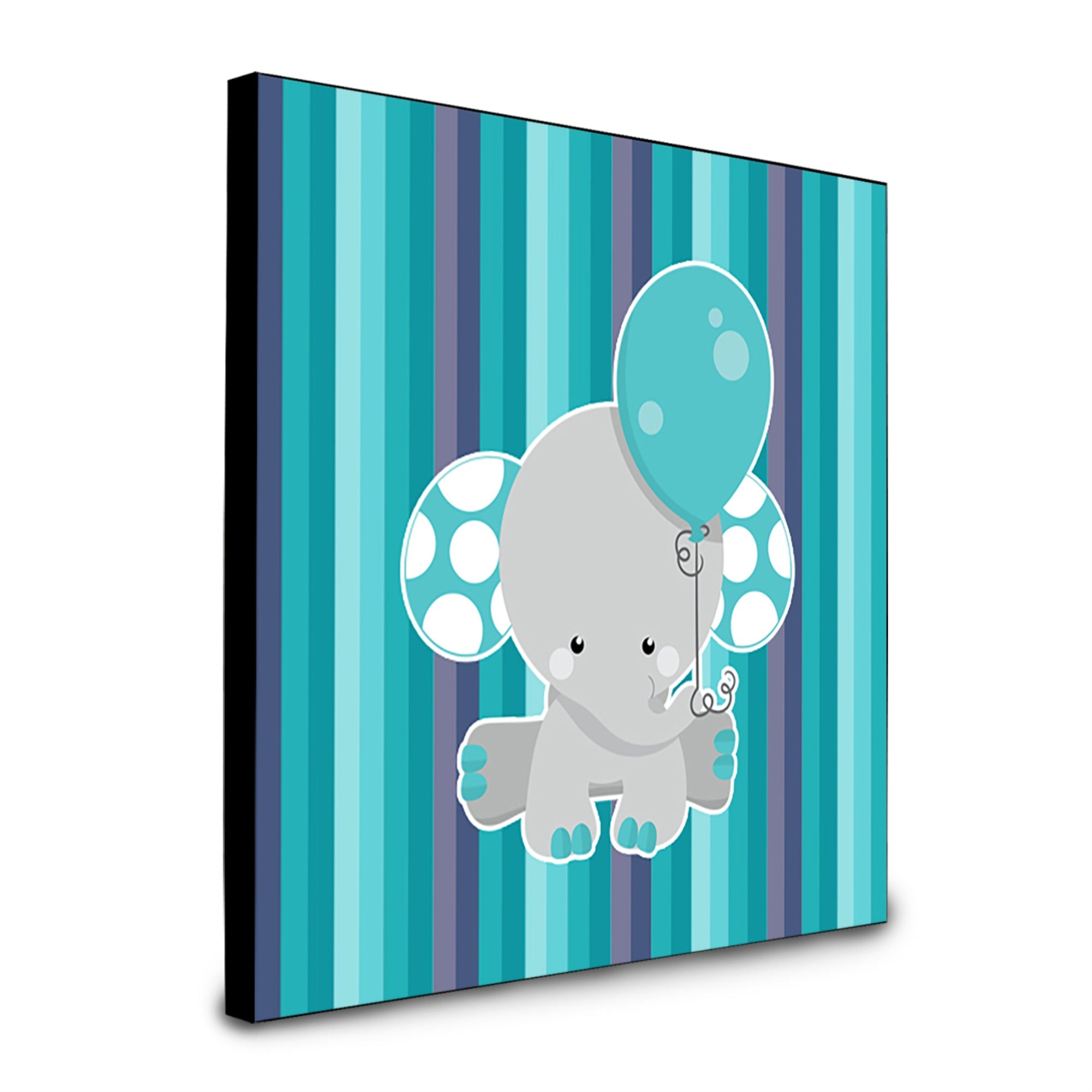 Caroline'S Treasures Grey Elephant With Balloon Artwork Panel Wall-Decor, Multicolor