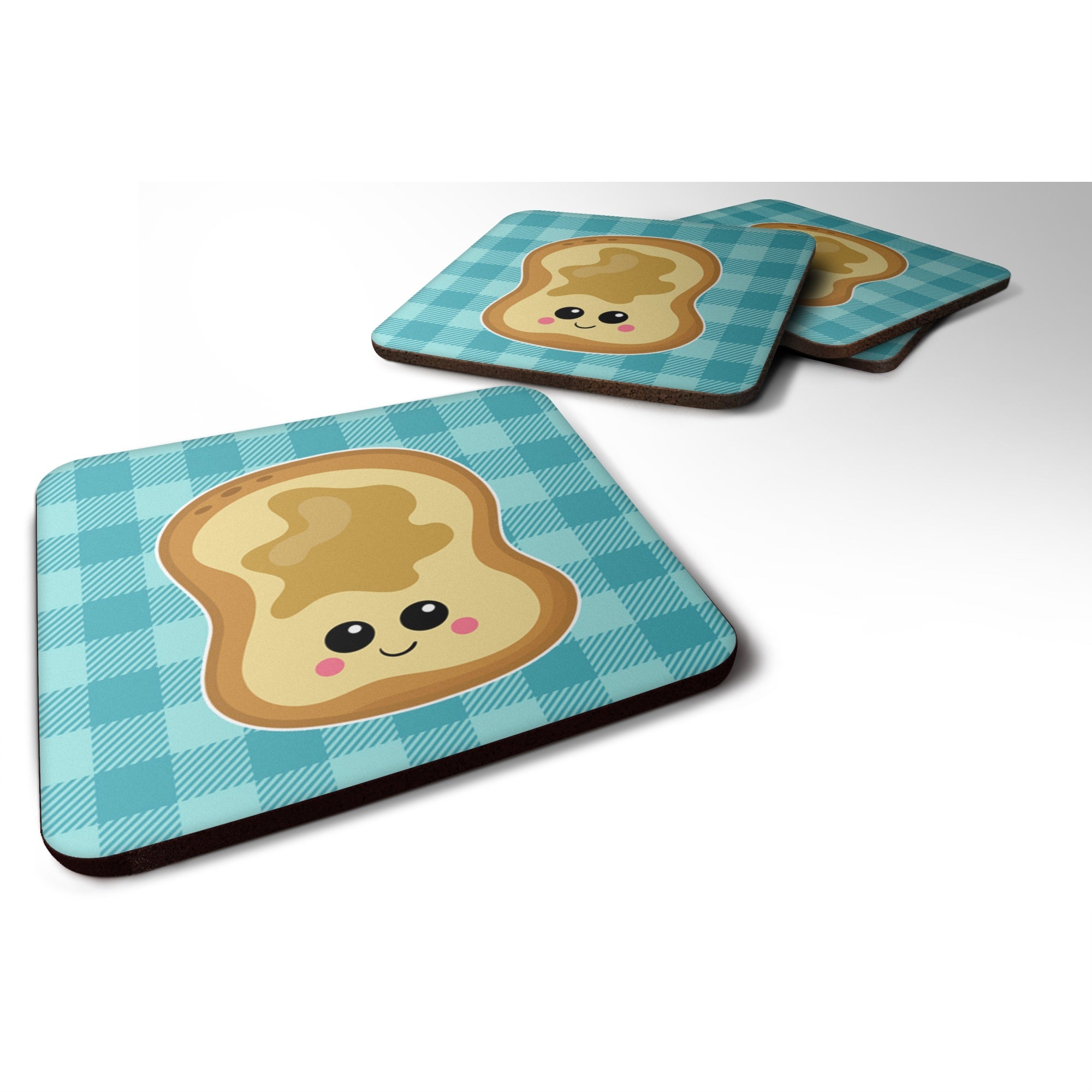Caroline'S Treasures Peanut Butter Toast Foam Coaster Set Of 4, 3.5, Multicolor