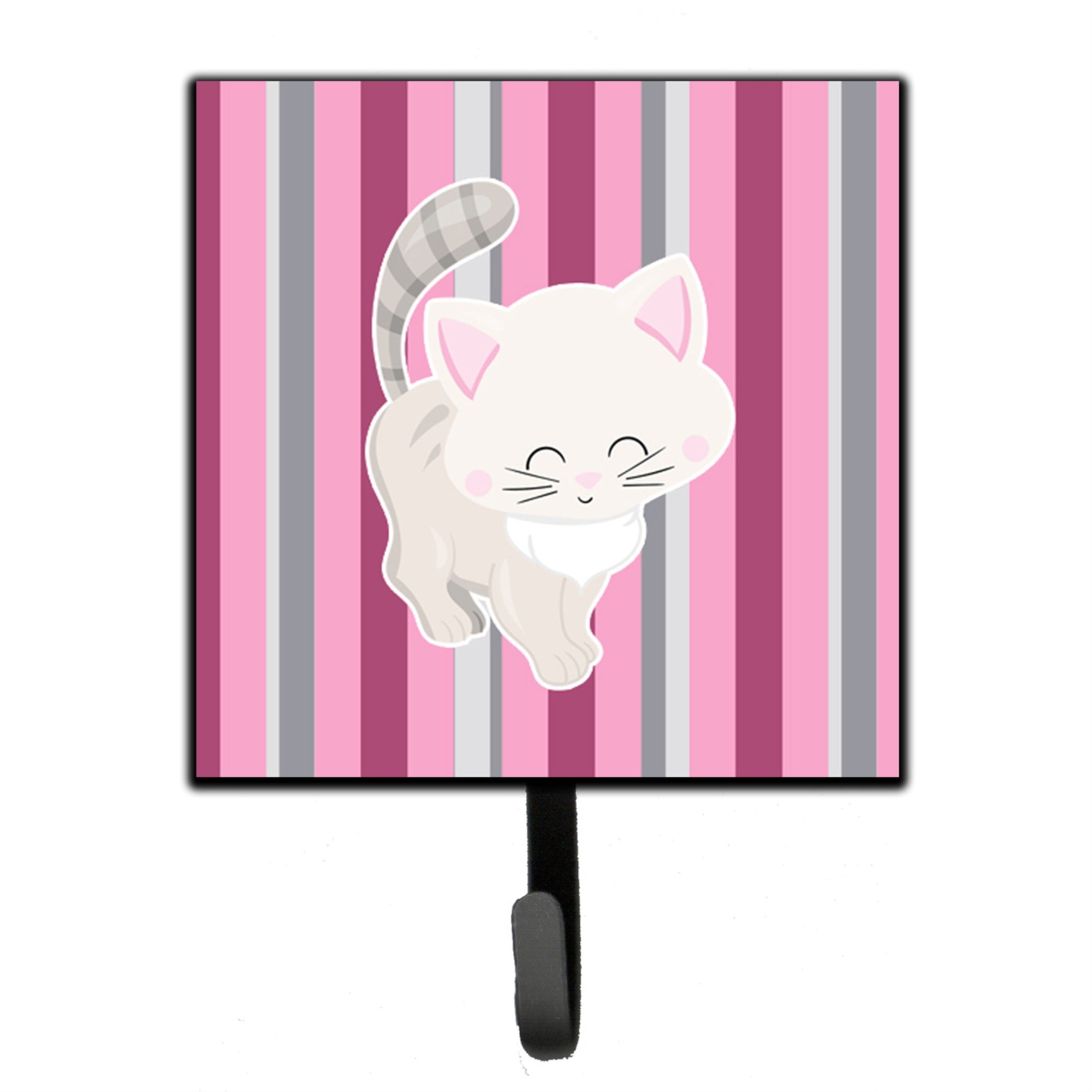 Caroline'S Treasures Kitten Cat Pink And Gray Wall Hook, Small, Multicolor