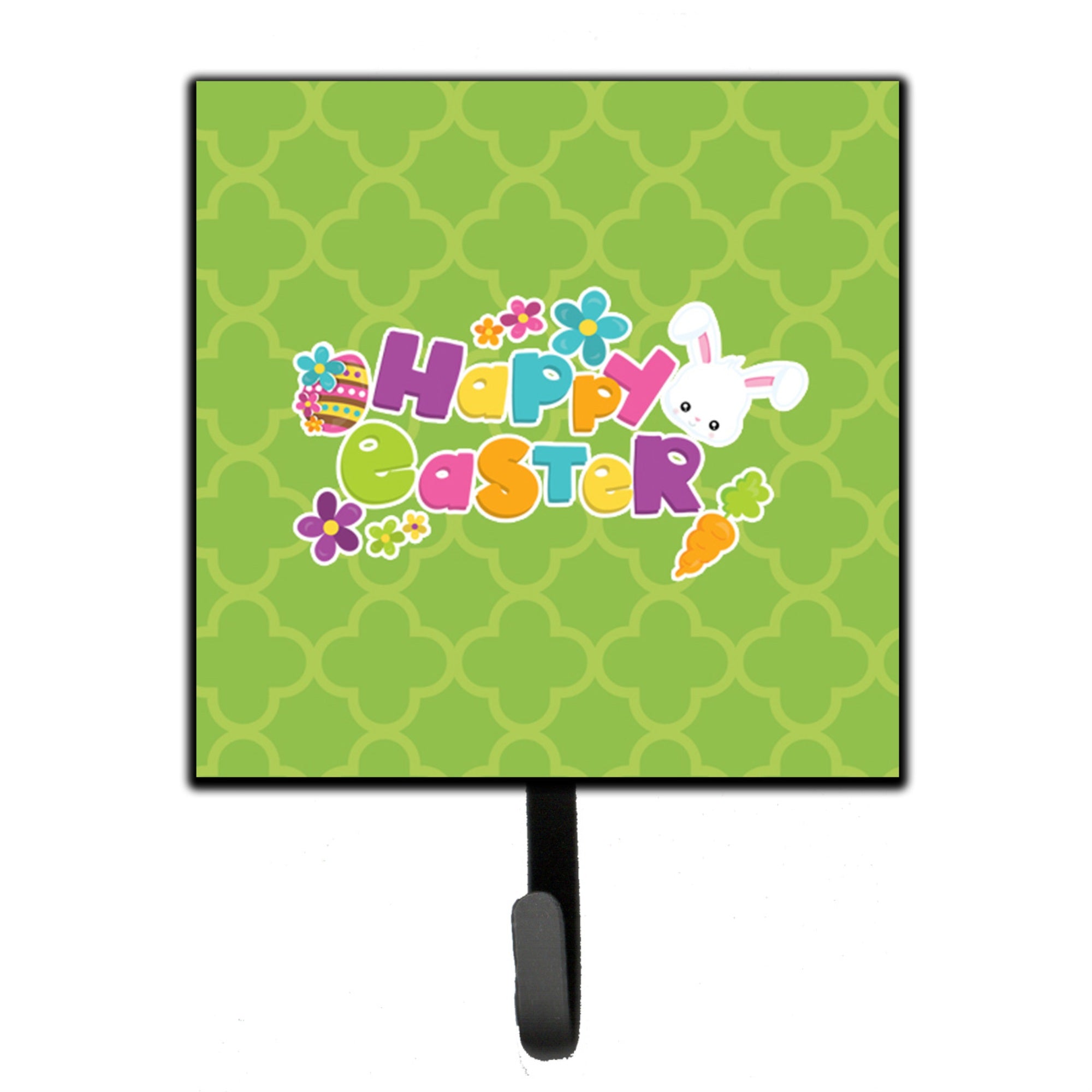 Caroline'S Treasures Happy Easter Green Quatrafoil Wall Hook, Small, Multicolor