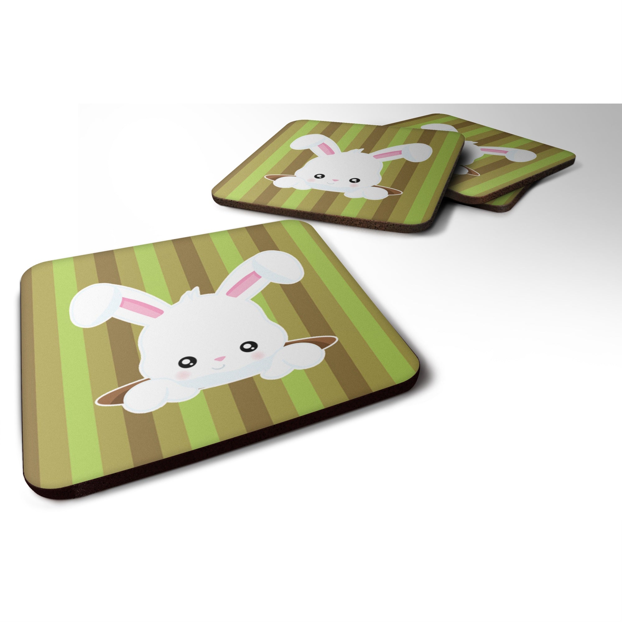 Caroline'S Treasures Easter Rabbit Hole Foam Coaster Set Of 4, 3.5, Multicolor