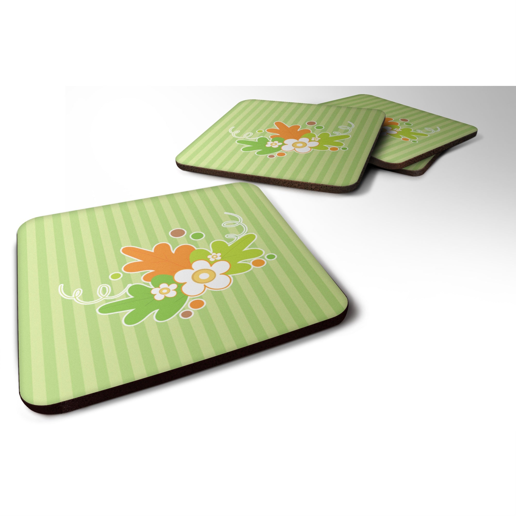 Caroline'S Treasures Fall Leaves Foam Coaster Set Of 4, 3.5, Multicolor