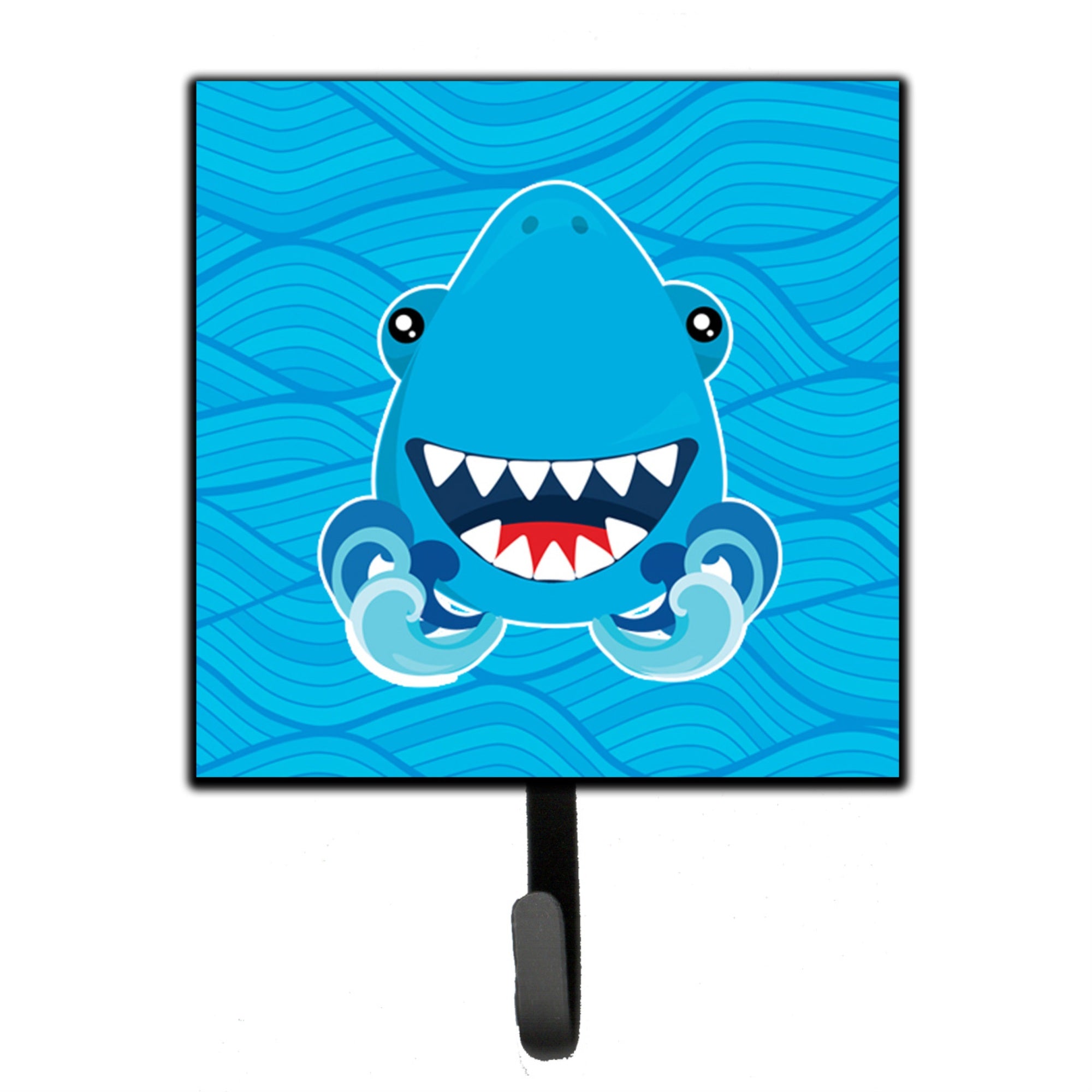Caroline'S Treasures Shark Open Wide In Waves Wall Hook, Small, Multicolor