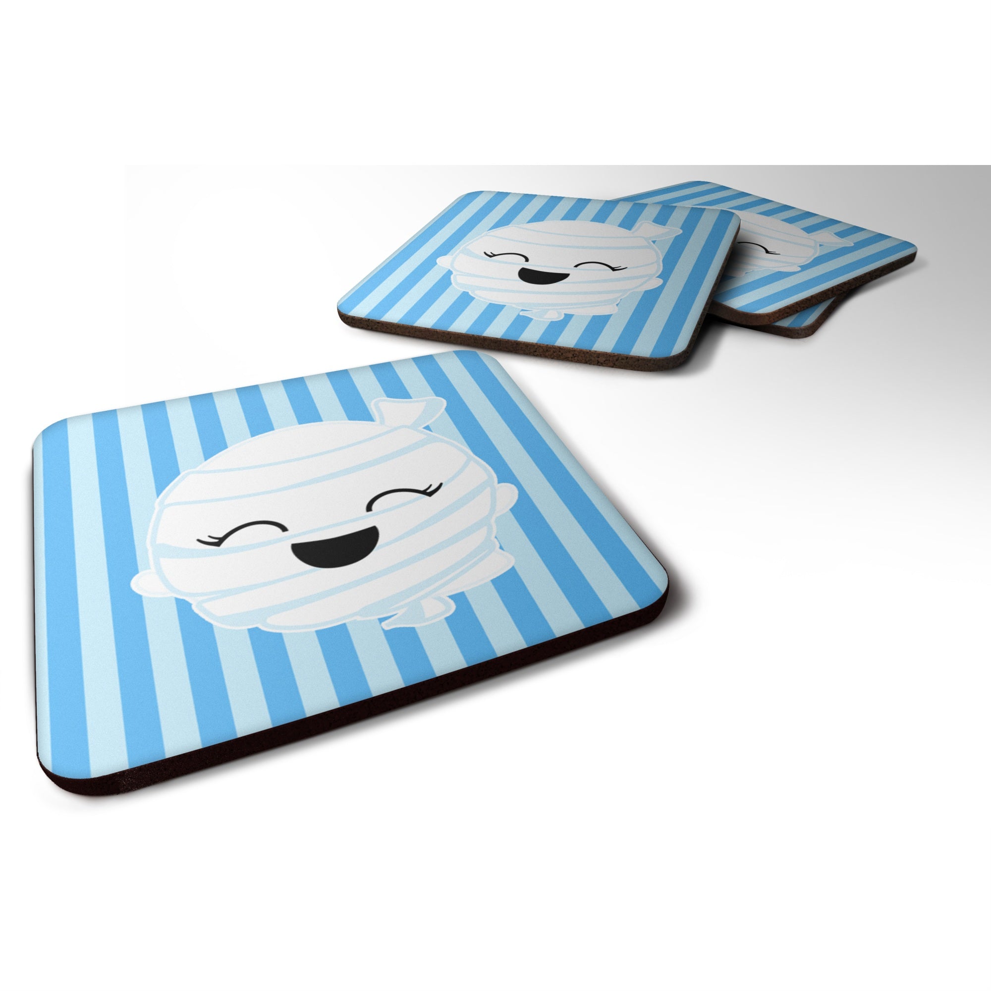 Caroline'S Treasures Halloween Ghost Mummy Foam Coaster Set Of 4, 3.5, Multicolor