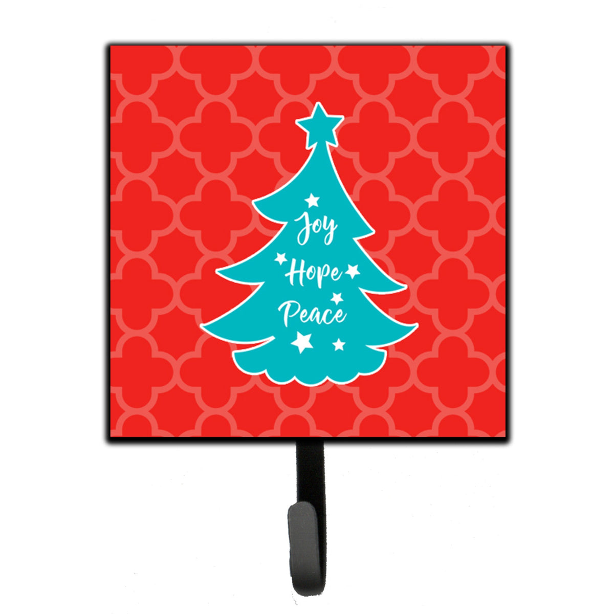 Caroline'S Treasures Christmas Tree Red Teal Wall Hook, Small, Multicolor