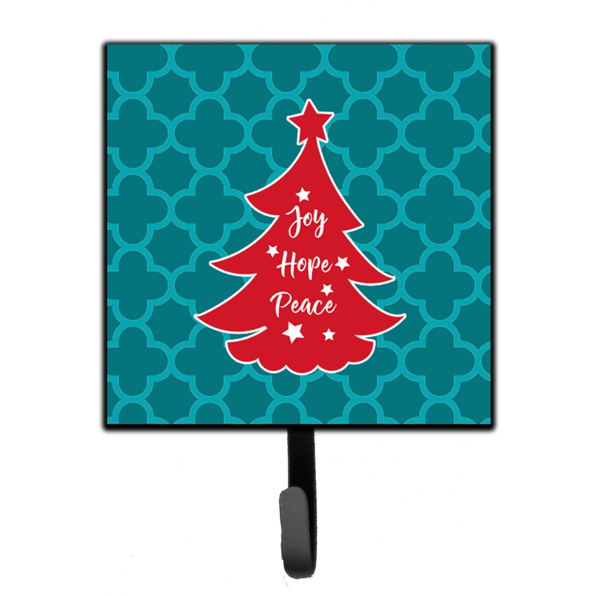 Caroline'S Treasures Christmas Tree Teal Red Wall Hook, Small, Multicolor