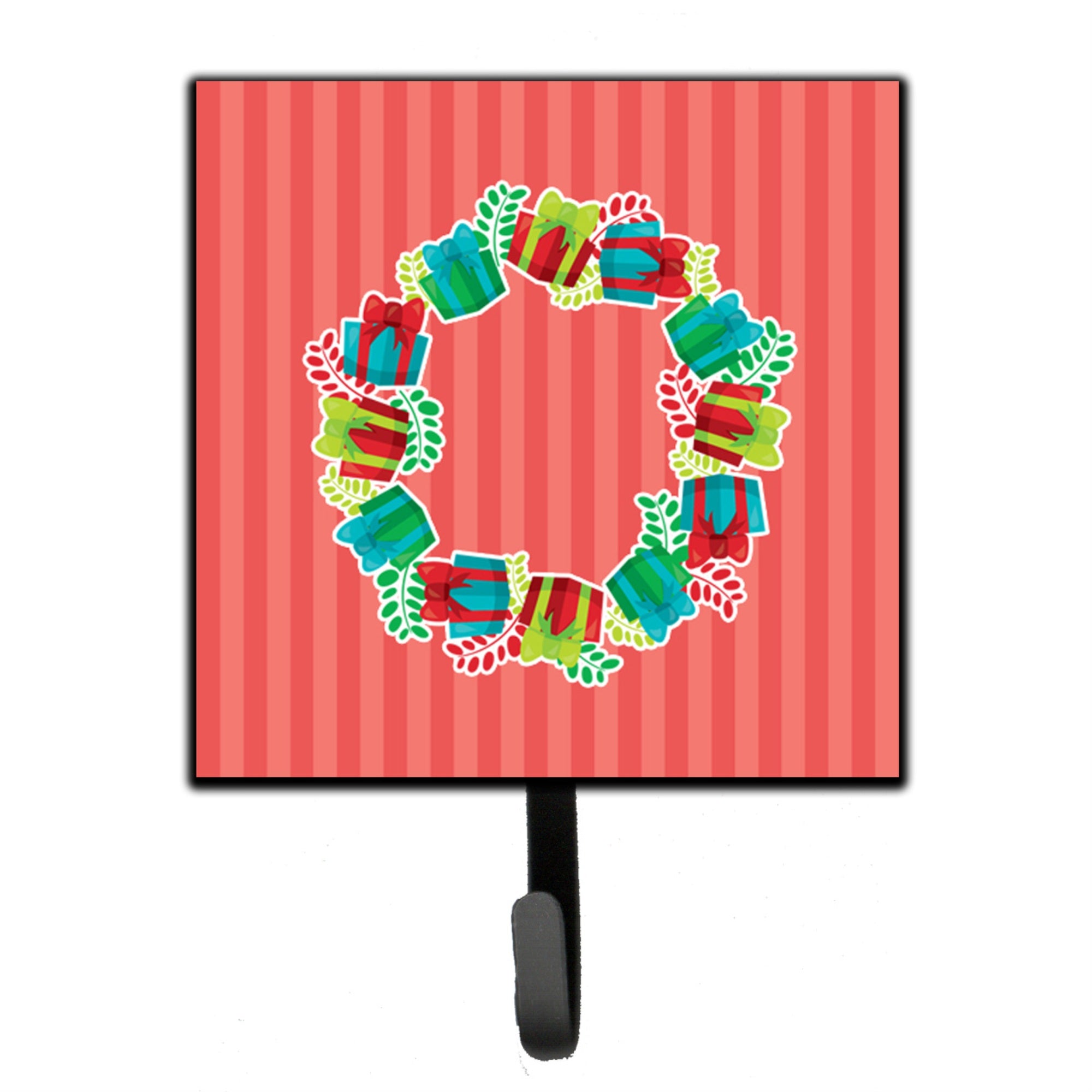 Caroline'S Treasures Christmas Wreath Presents Wall Hook, Small, Multicolor