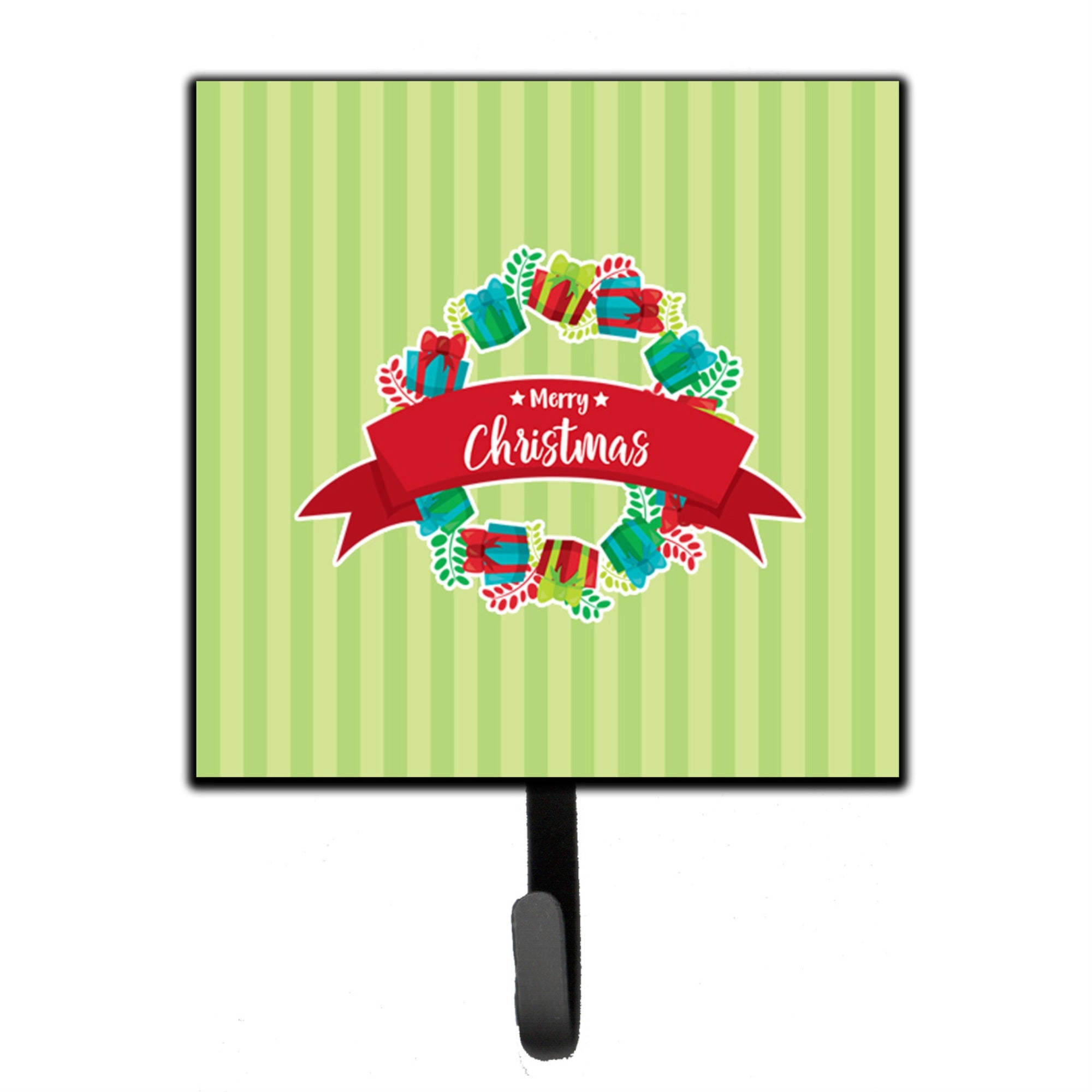 Caroline'S Treasures Christmas Wreath Presents Green Wall Hook, Small, Multicolor