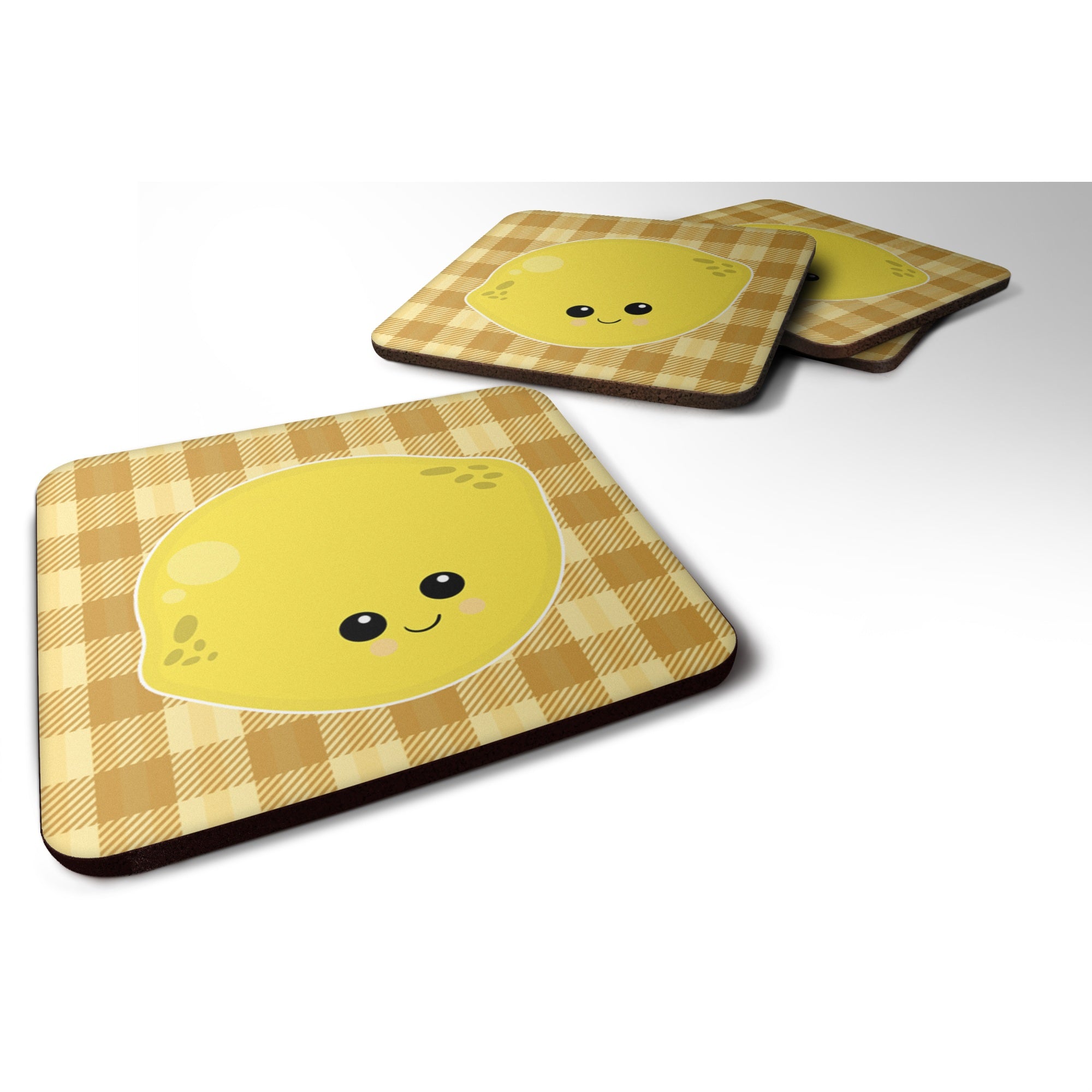 Caroline'S Treasures Bb6990Fc Lemon Face Foam Coaster Set Of 4, 3.5, Multicolor