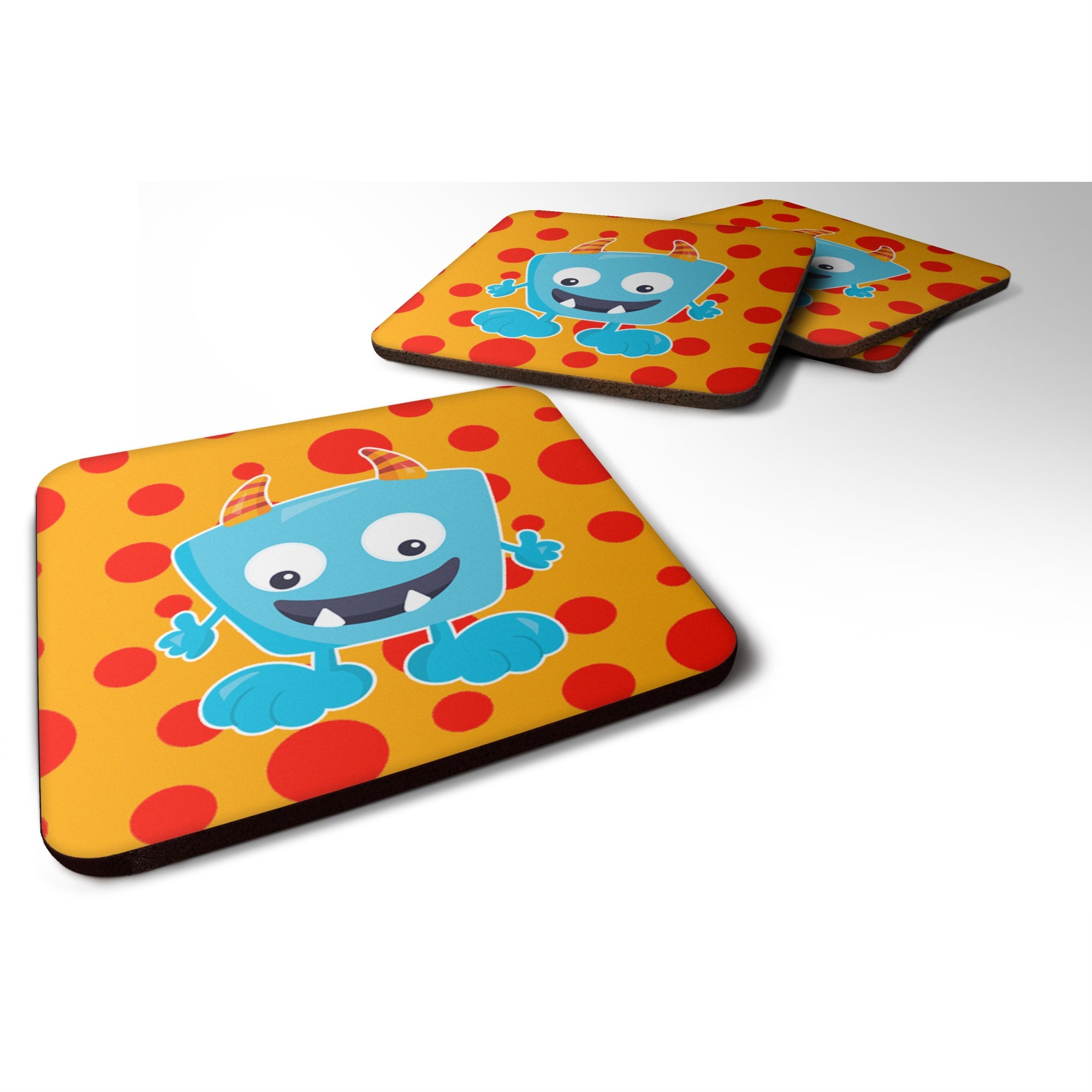 Caroline'S Treasures Little Monster Aquadevil Foam Coaster Set Of 4, 3.5, Multicolor