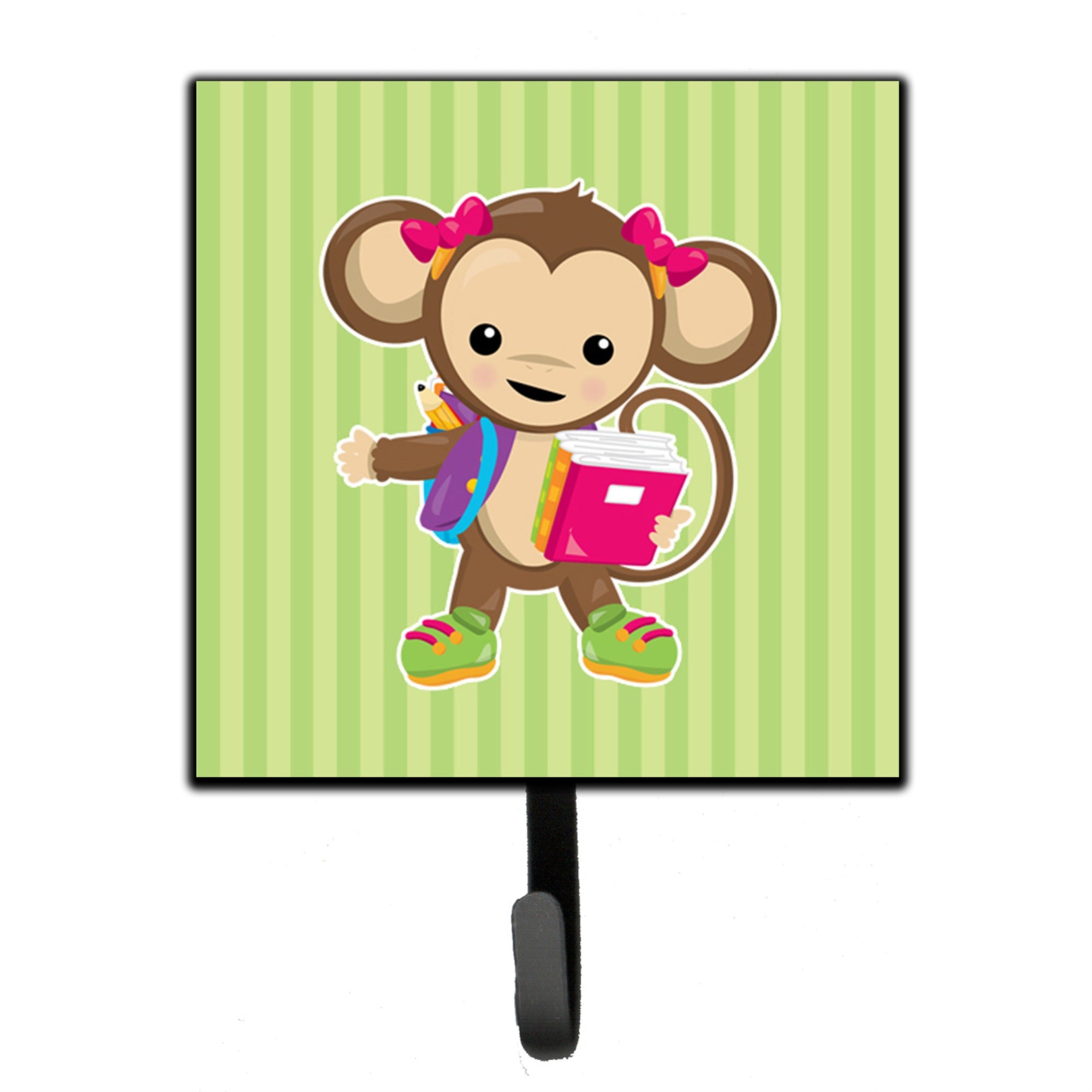 Caroline'S Treasures Monkey Going To School Wall Hook, Small, Multicolor