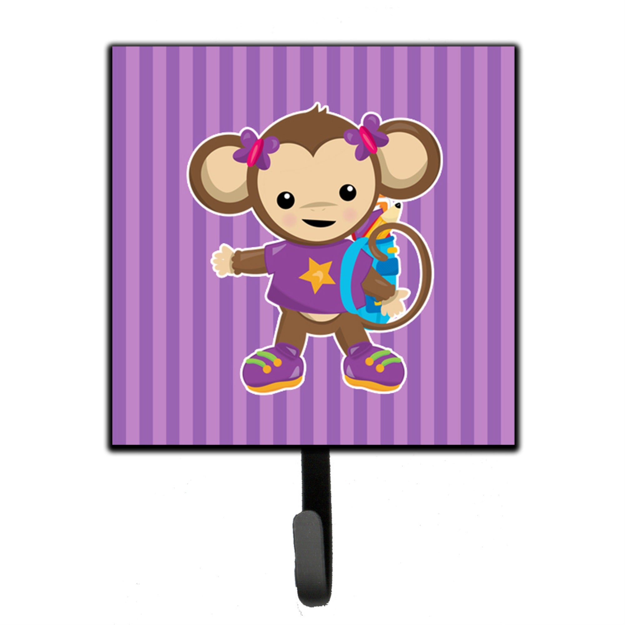 Caroline'S Treasures Monkey With Backpack Wall Hook, Small, Multicolor