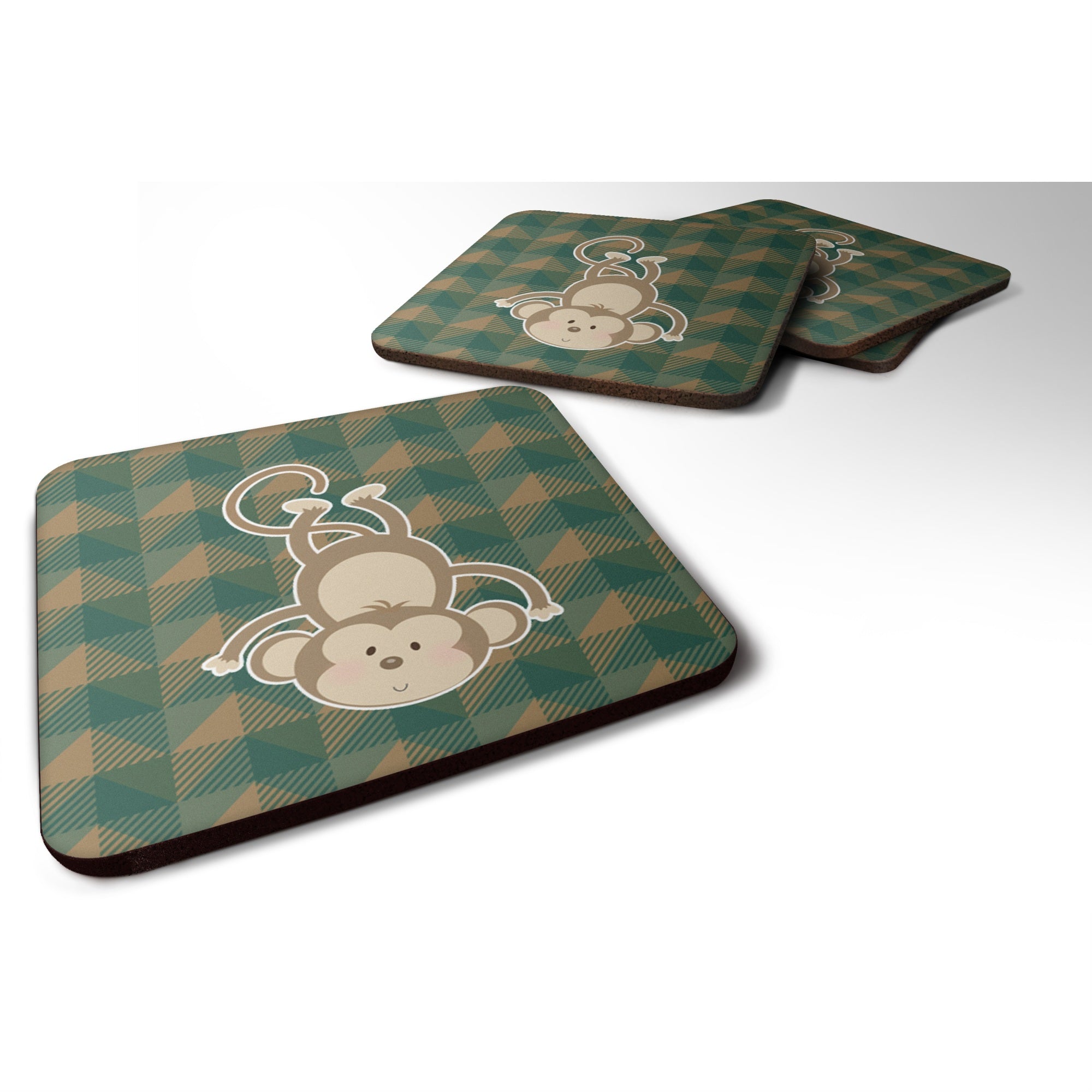 Caroline'S Treasures Bb7023Fc Monkey Foam Coaster Set Of 4, 3.5, Multicolor