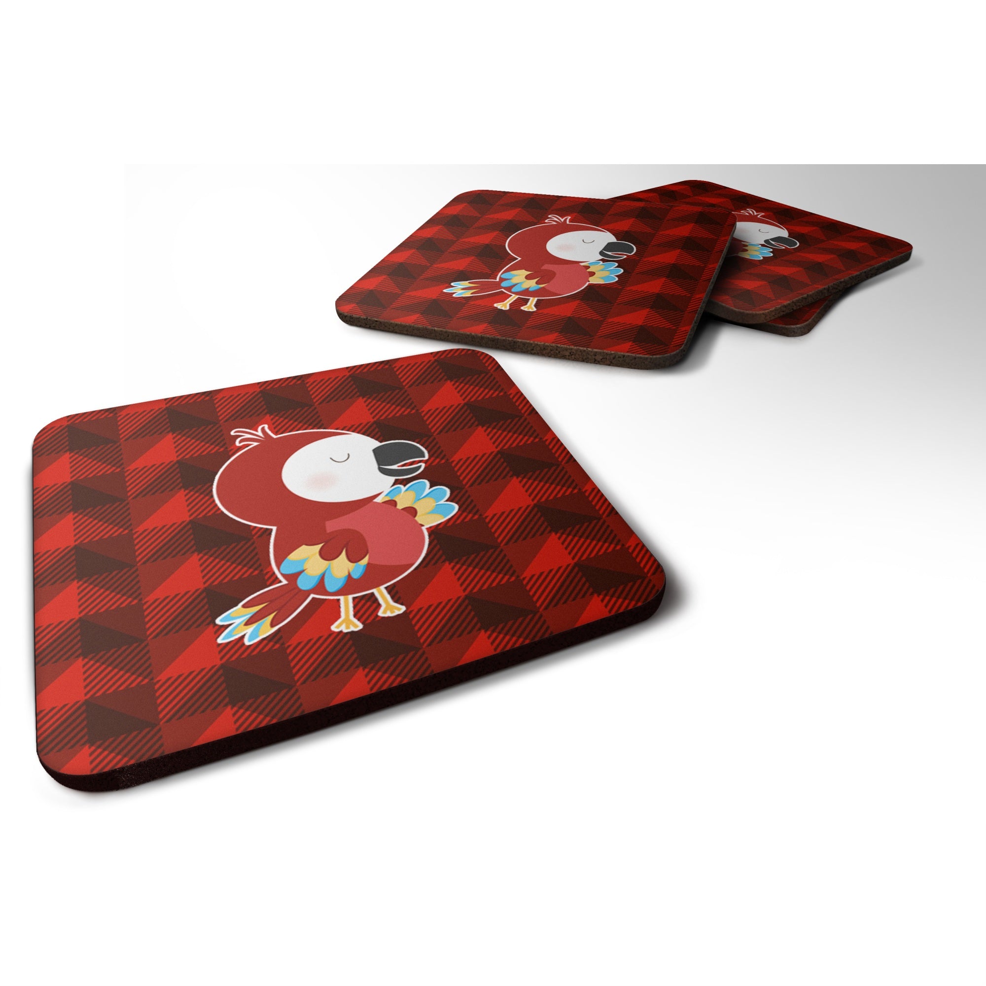 Caroline'S Treasures Parrot Foam Coaster Set Of 4, 3.5, Multicolor