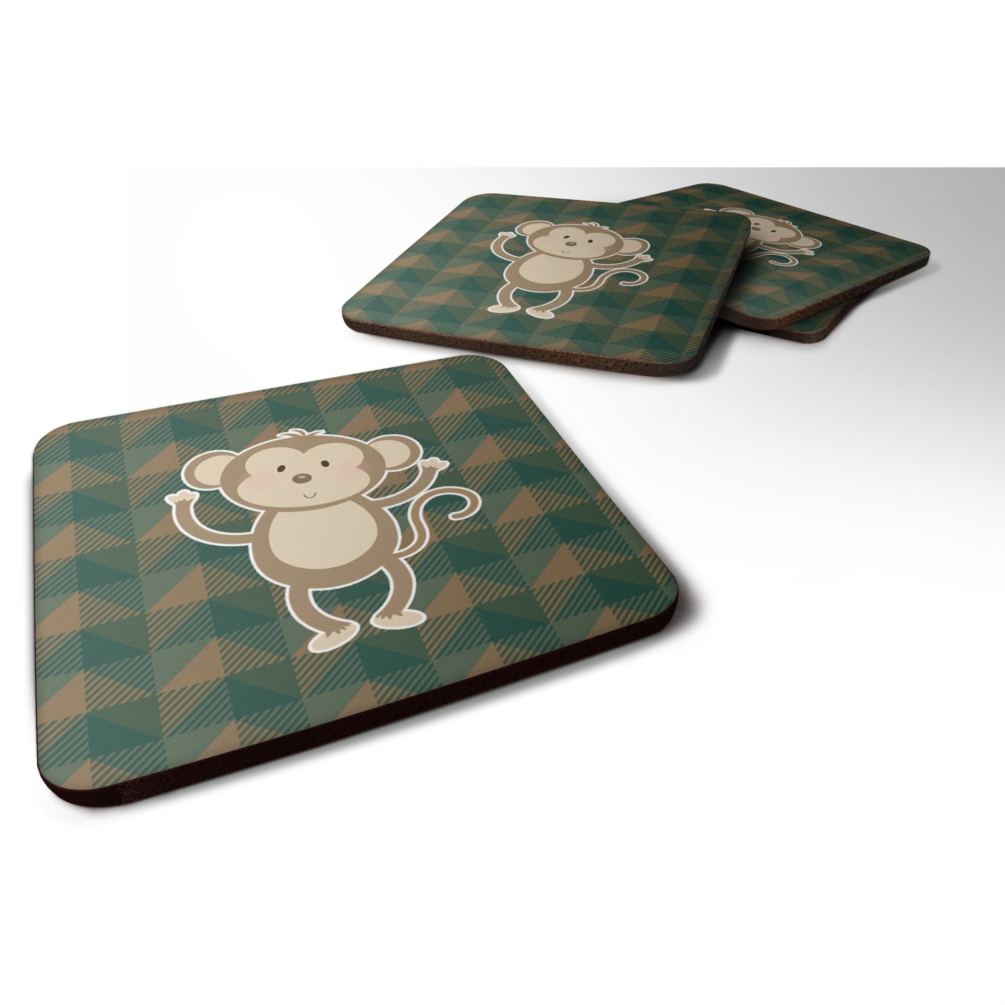 Caroline'S Treasures Bb7025Fc Monkey Foam Coaster Set Of 4, 3.5, Multicolor
