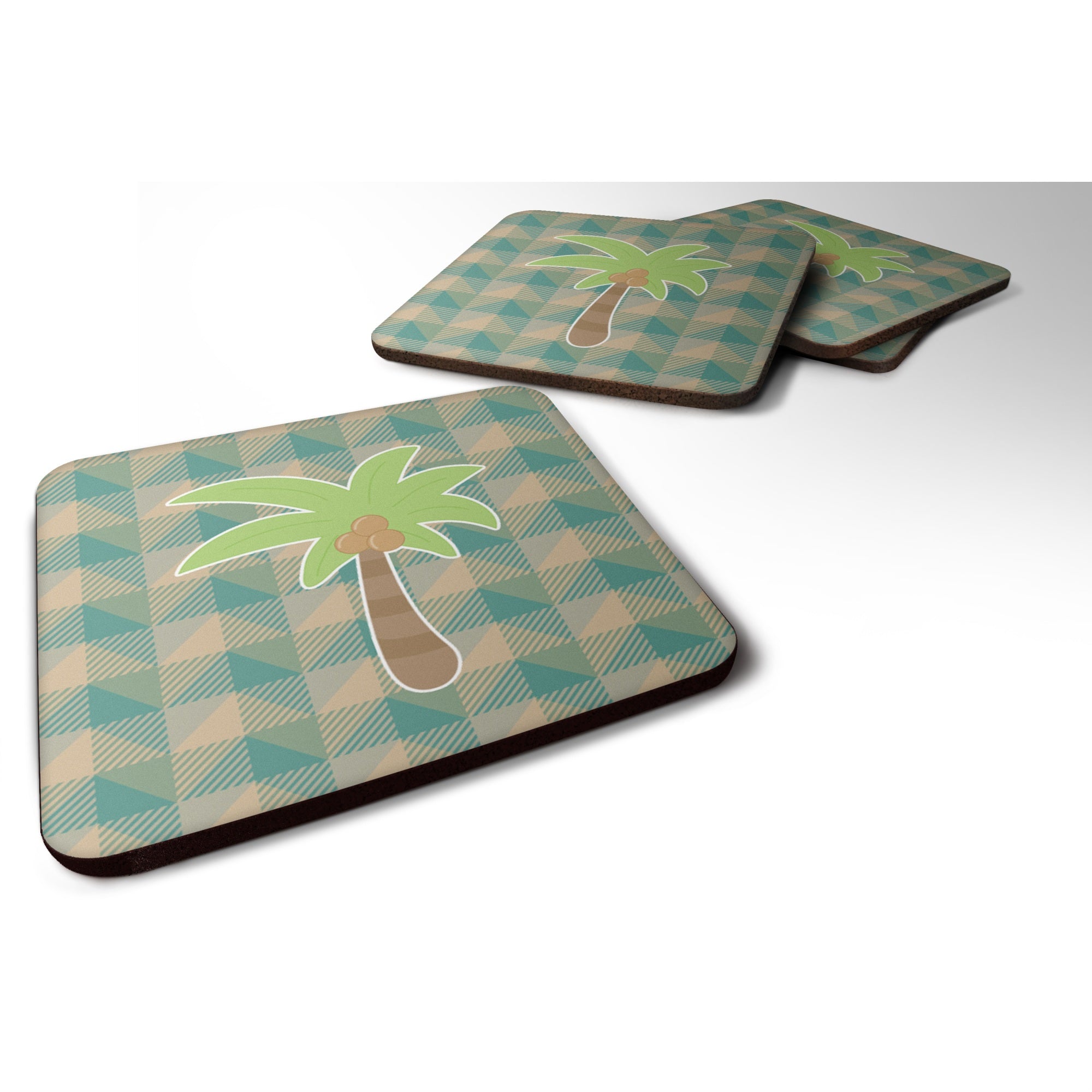 Caroline'S Treasures Bb7028Fc Palm Tree Foam Coaster Set Of 4, 3.5, Multicolor