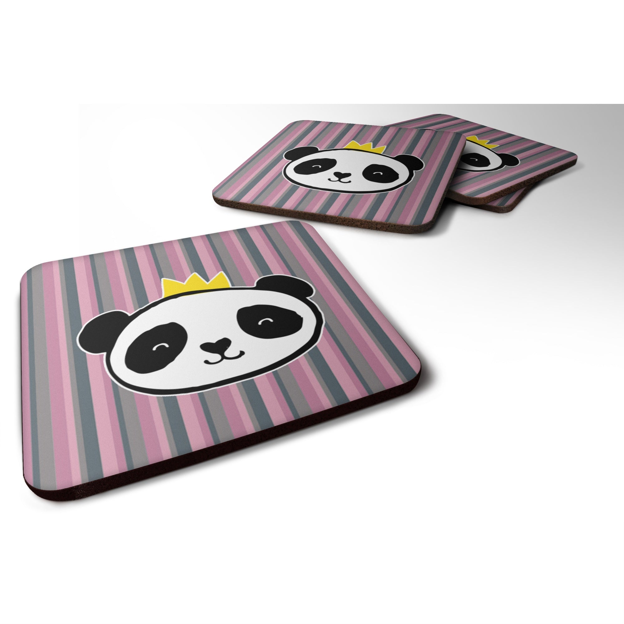 Caroline'S Treasures Panda Bear Queen Foam Coaster Set Of 4, 3.5, Multicolor