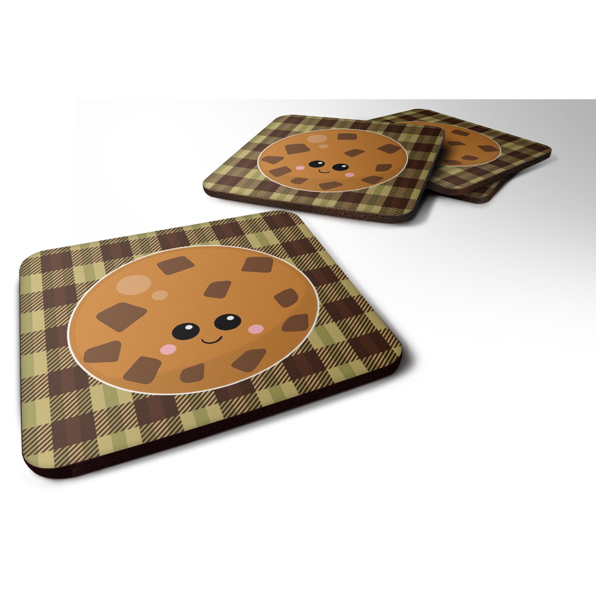 Caroline'S Treasures Cookie Face Foam Coaster Set Of 4, 3.5, Multicolor