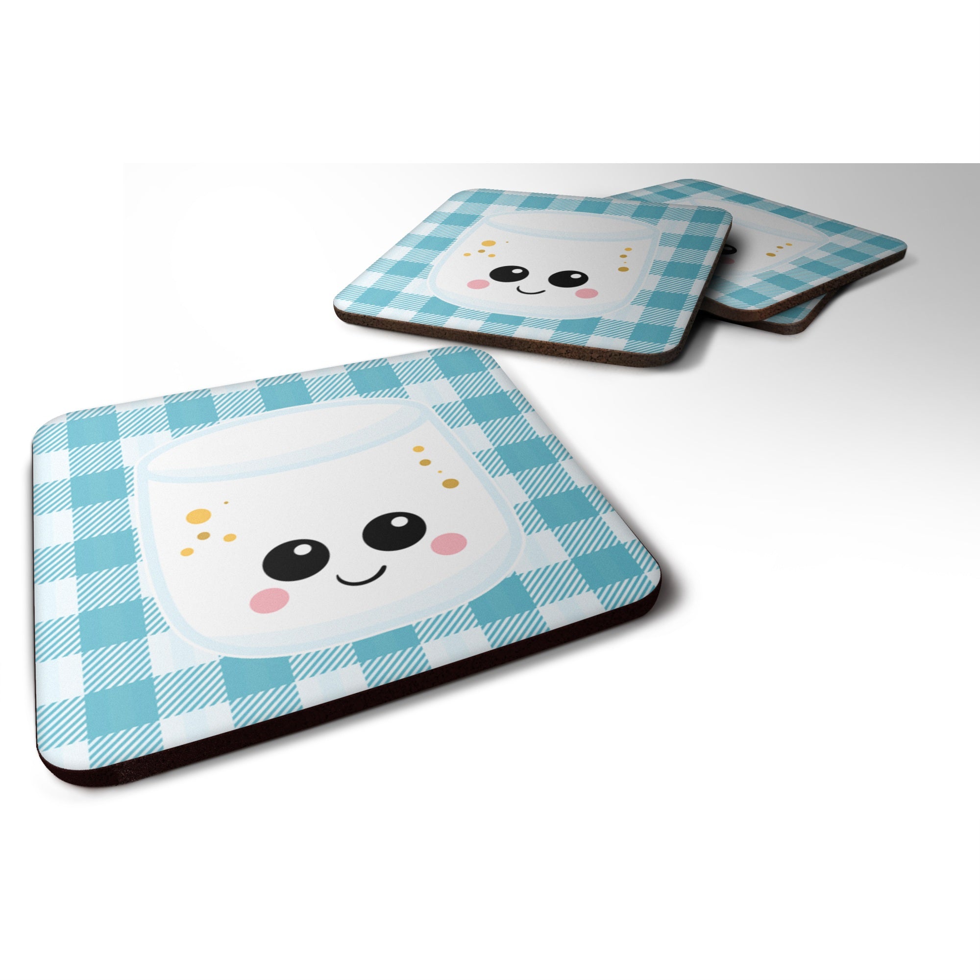 Caroline'S Treasures Marshmellow Face Foam Coaster Set Of 4, 3.5, Multicolor