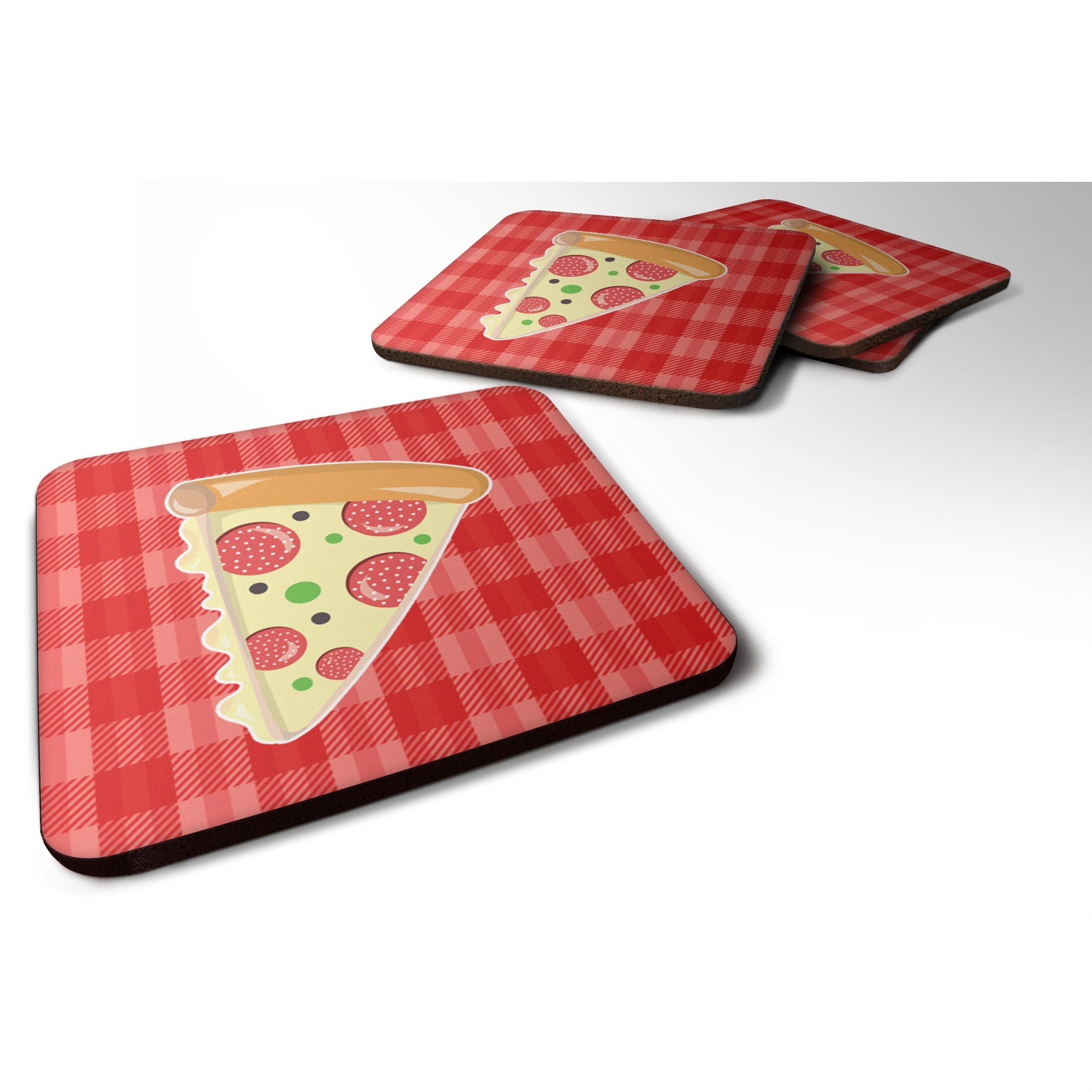 Caroline'S Treasures Slice Of Pizza Foam Coaster Set Of 4, 3.5, Multicolor