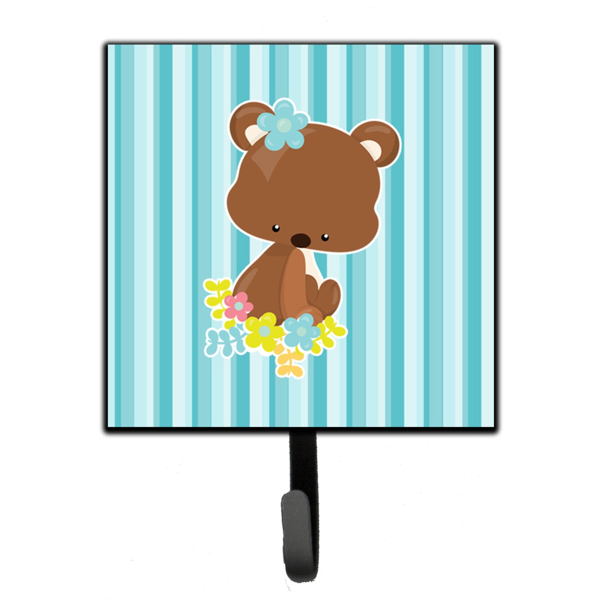 Caroline'S Treasures Bear With Flowers Wall Hook, Small, Multicolor