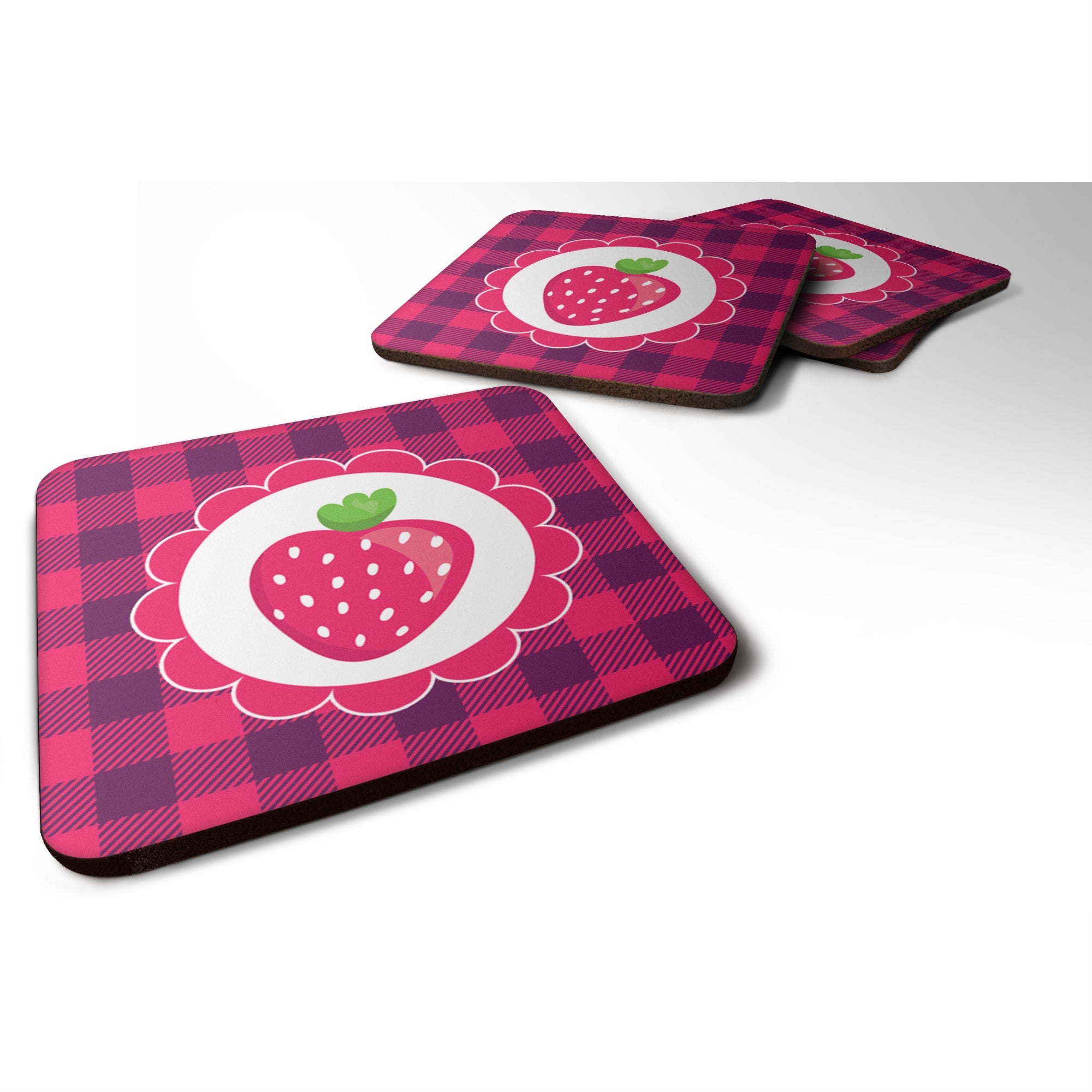 Caroline'S Treasures Stawberry Foam Coaster Set Of 4, 3.5, Multicolor