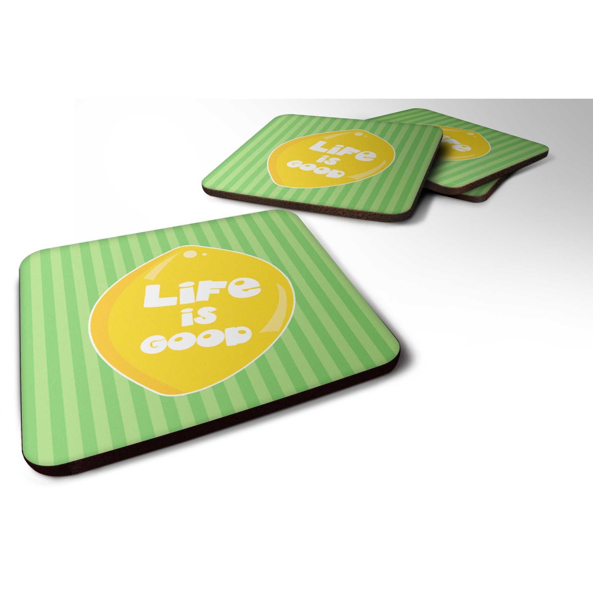 Caroline'S Treasures Lemon Life Is Good Foam Coaster Set Of 4, 3.5, Multicolor
