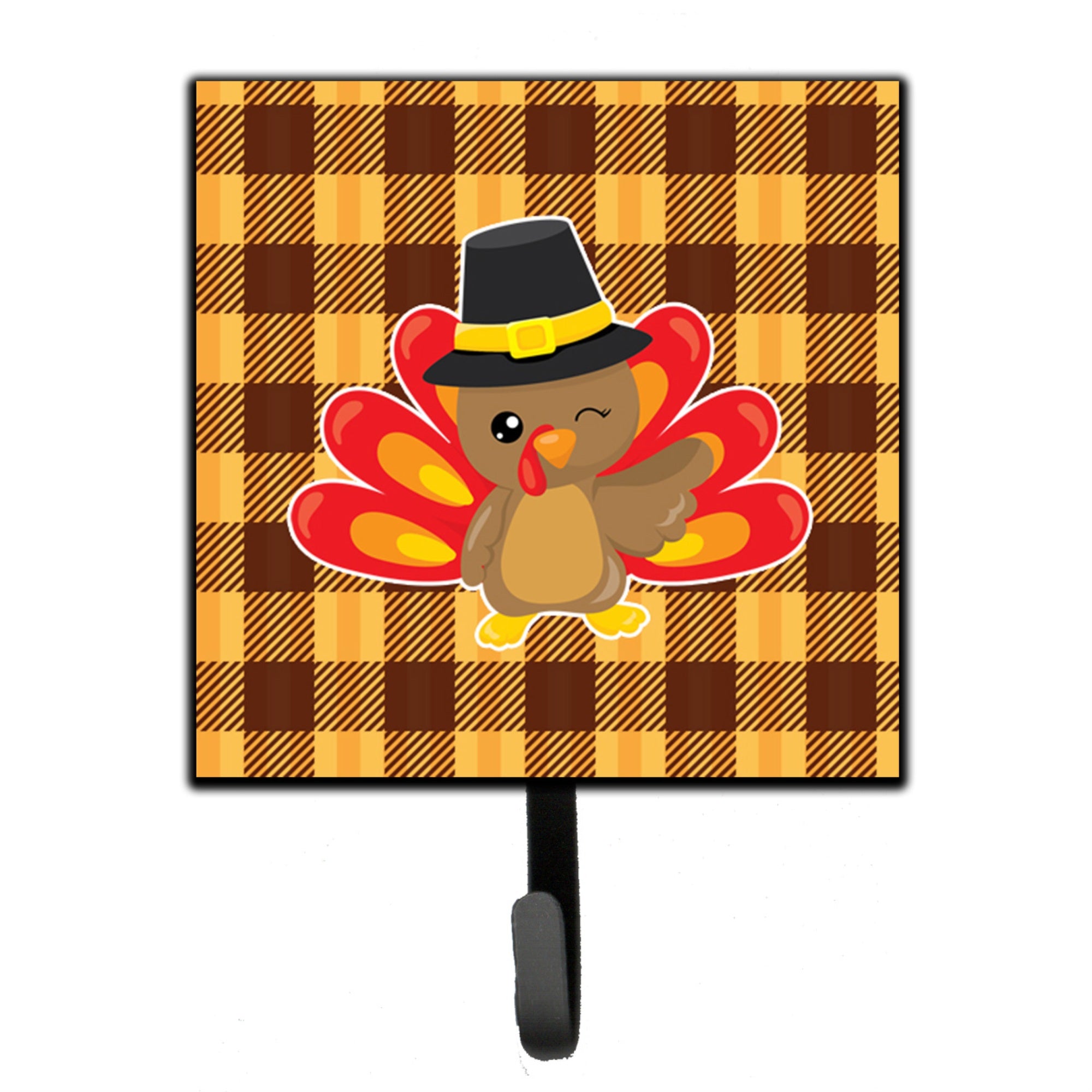 Caroline'S Treasures Thanksgiving Turkey Wink Wall Hook, Small, Multicolor