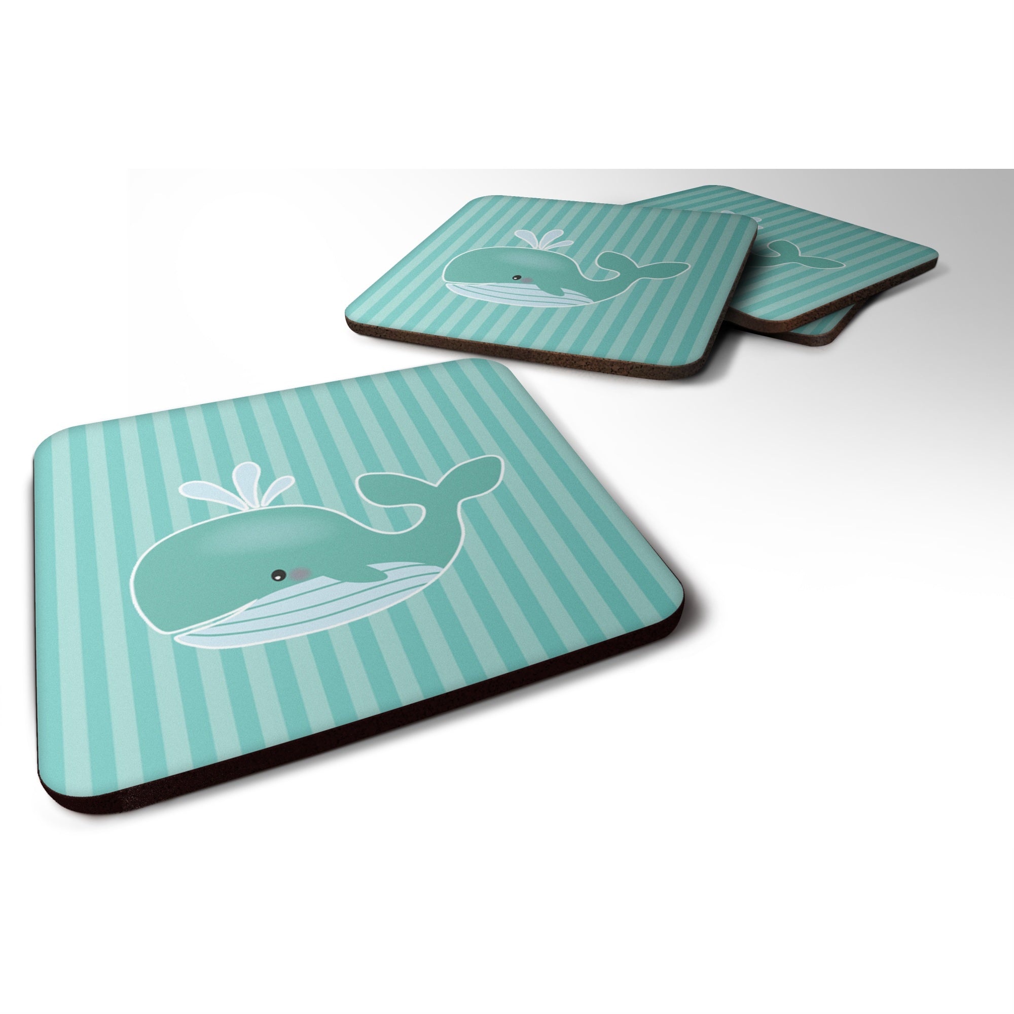 Caroline'S Treasures Whale Foam Coaster Set Of 4, 3.5, Multicolor