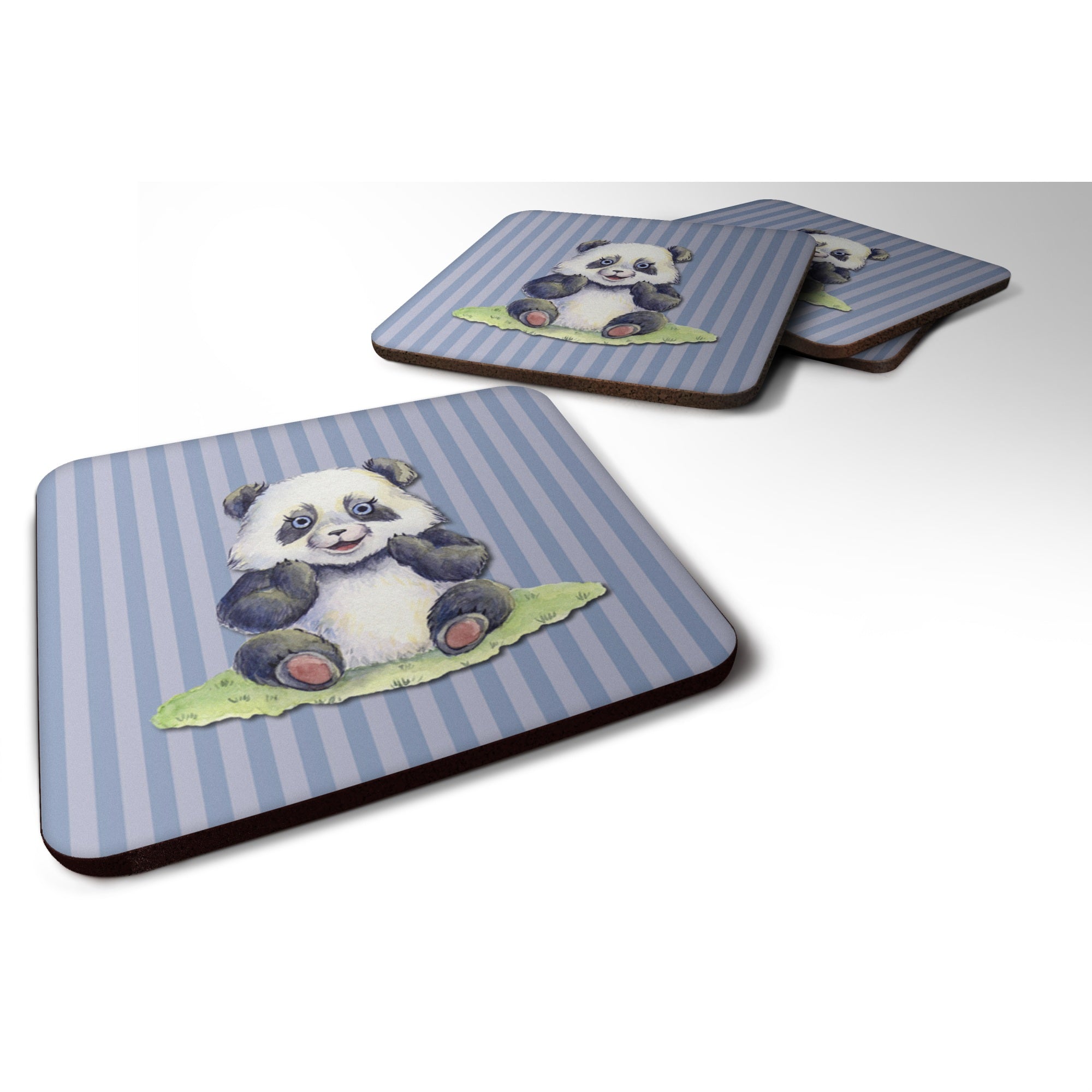 Caroline'S Treasures Panda Bear Foam Coaster Set Of 4, 3.5, Multicolor