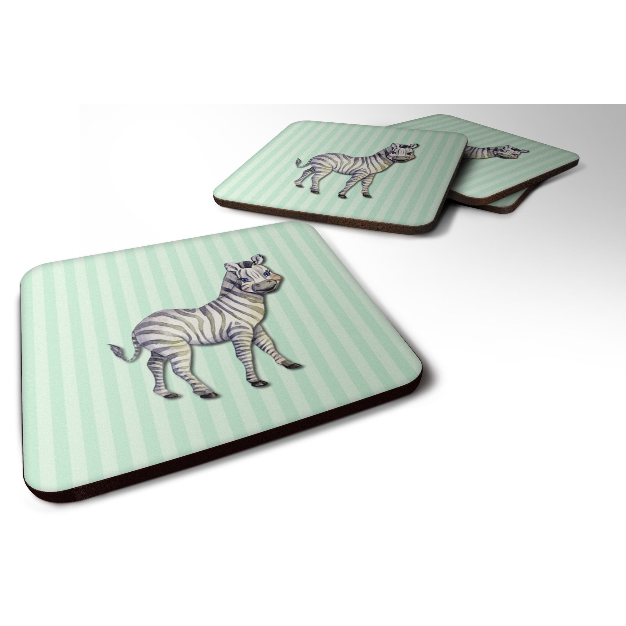 Caroline'S Treasures Bb7143Fc Zebra Foam Coaster Set Of 4, 3.5, Multicolor