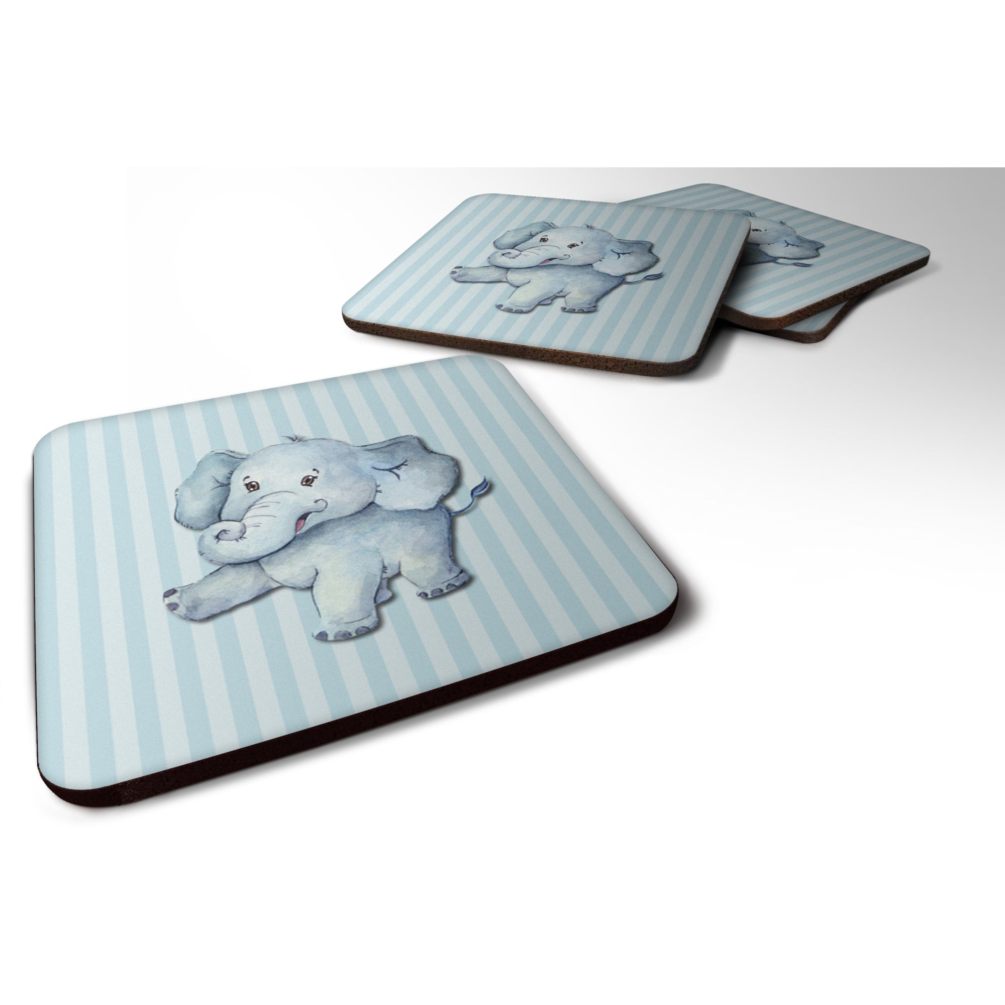 Caroline'S Treasures Bb7145Fc Elephant Foam Coaster Set Of 4, 3.5, Multicolor
