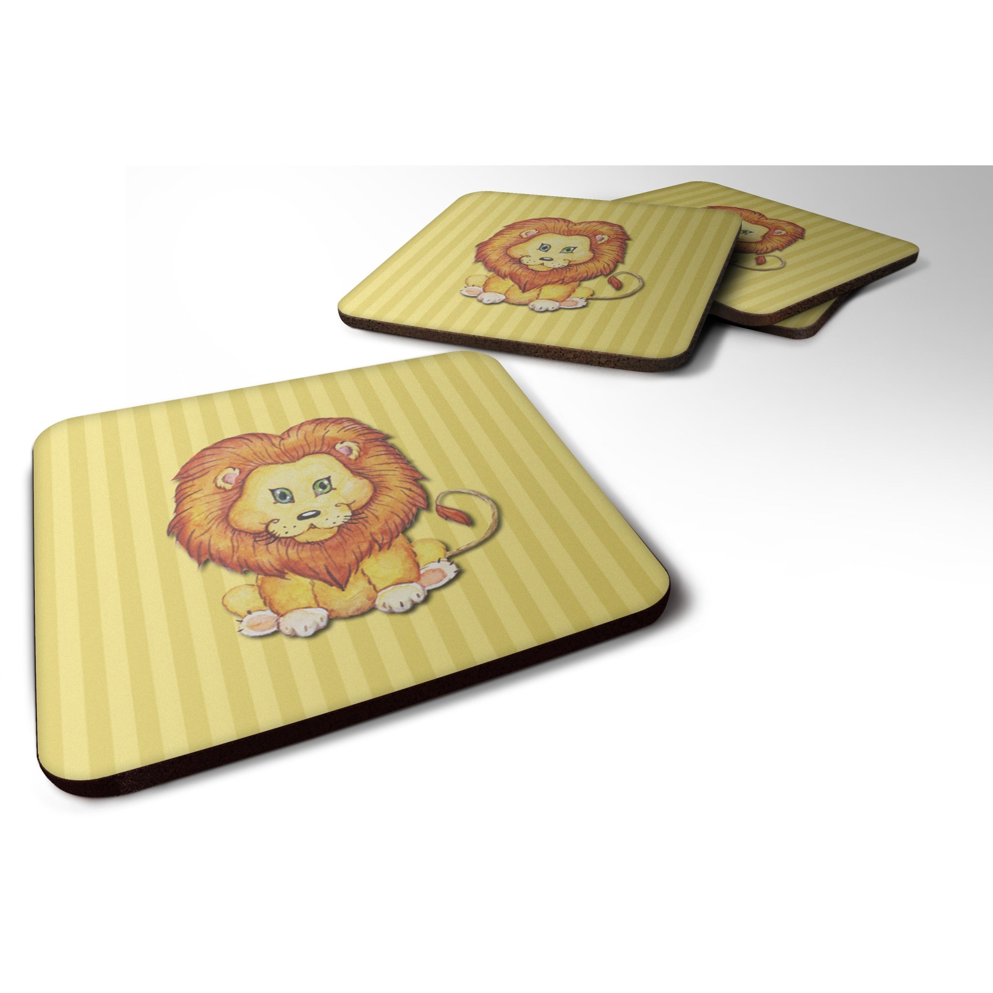Caroline'S Treasures Lion Foam Coaster, 3.5, Multicolor