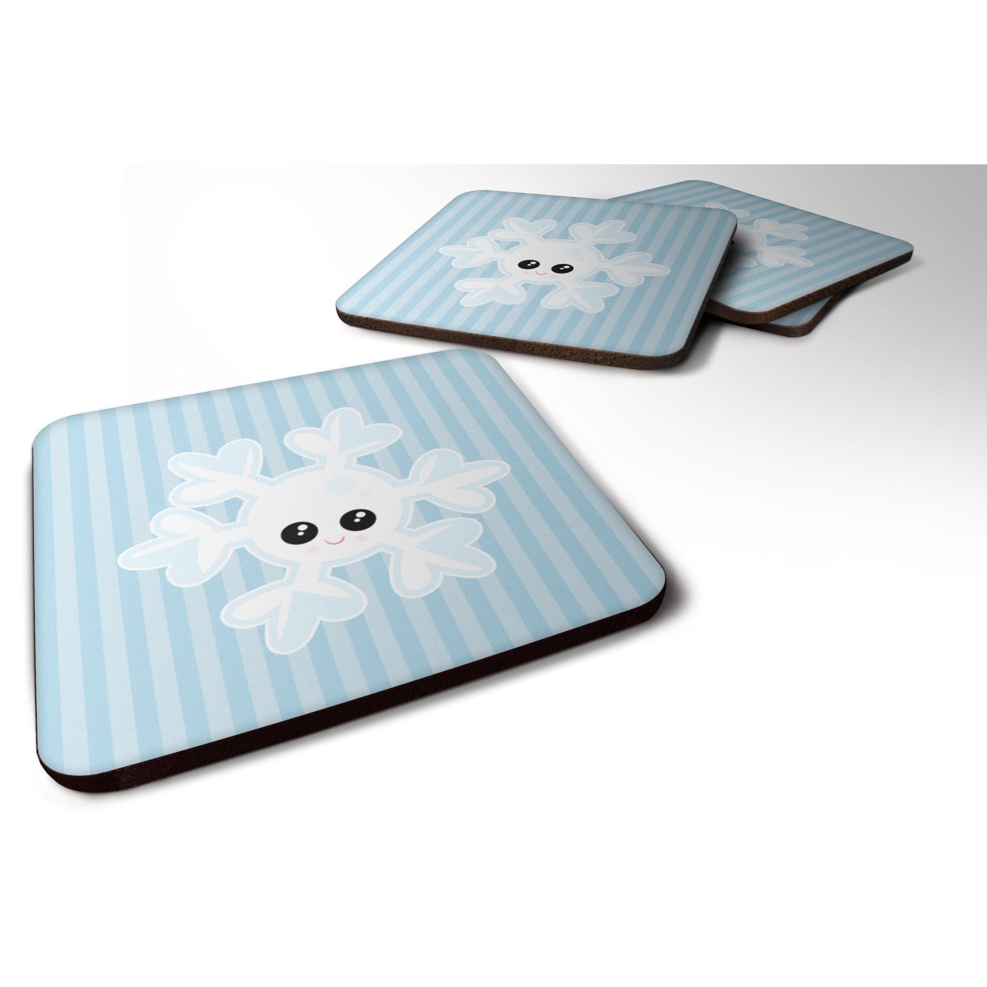 Caroline'S Treasures Weather Snowflake Face Foam Coaster Set Of 4, 3.5, Multicolor