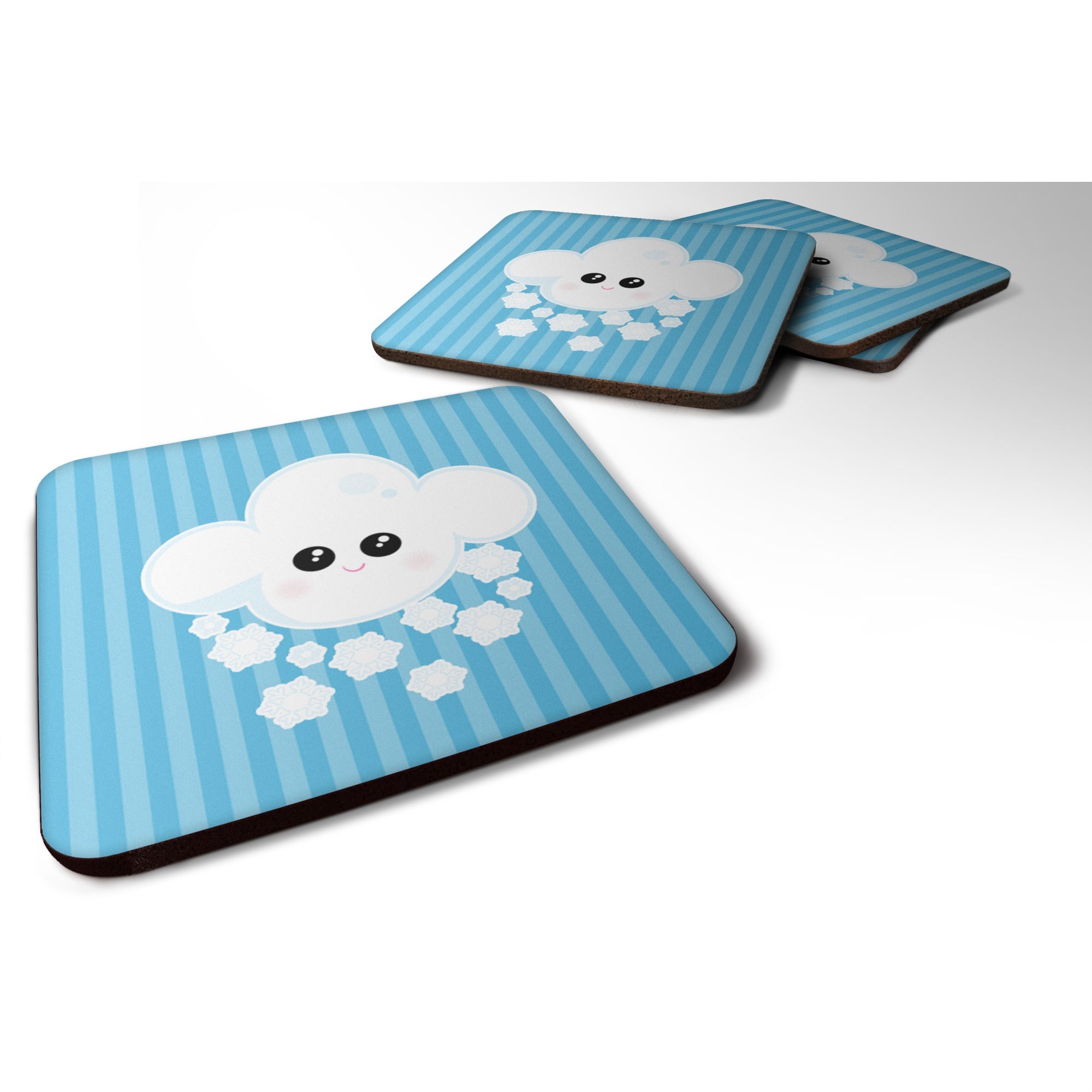 Caroline'S Treasures Weather Snowing Face Foam Coaster Set Of 4, 3.5, Multicolor