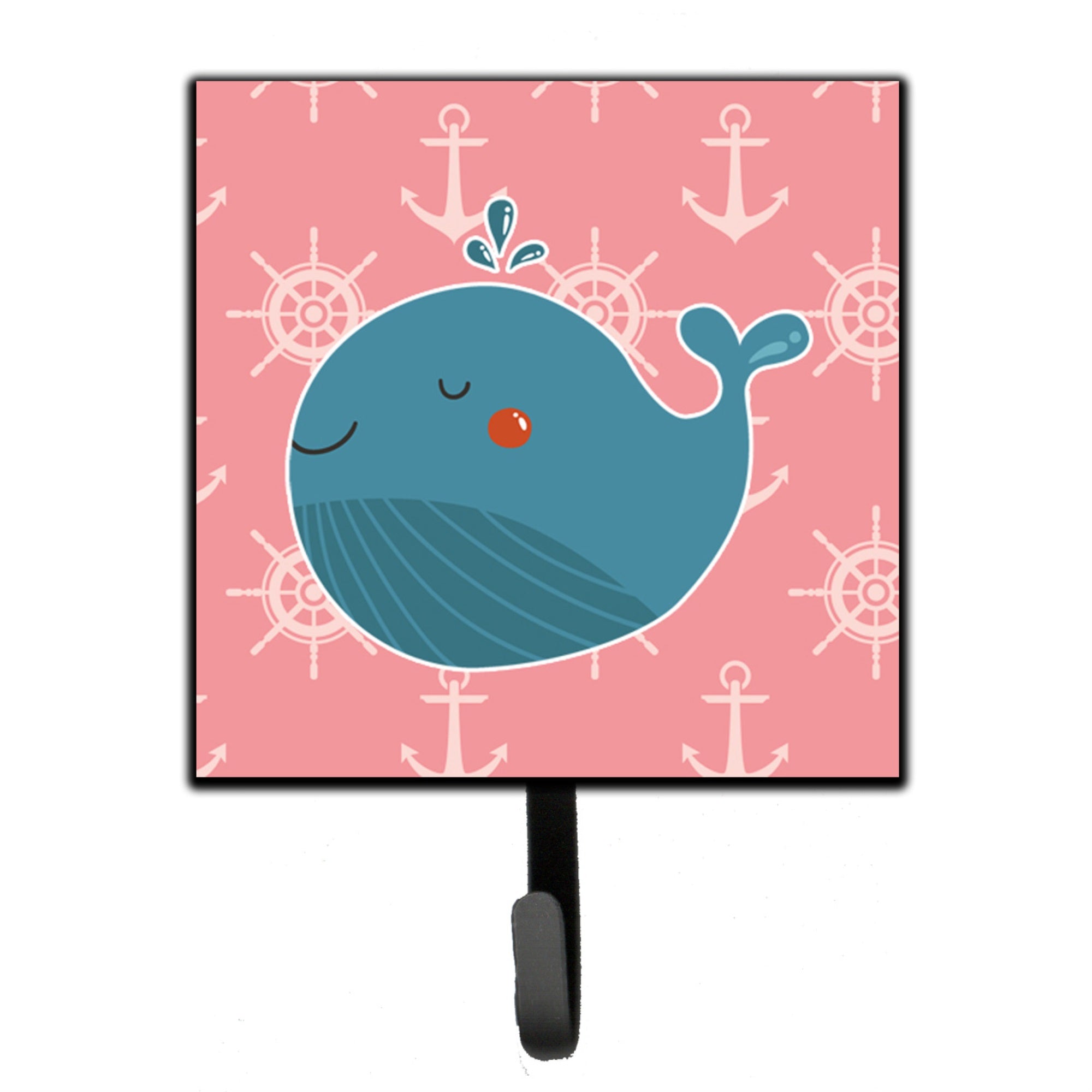 Caroline'S Treasures Whale On Pink Nautical Wall Hook, Small, Multicolor