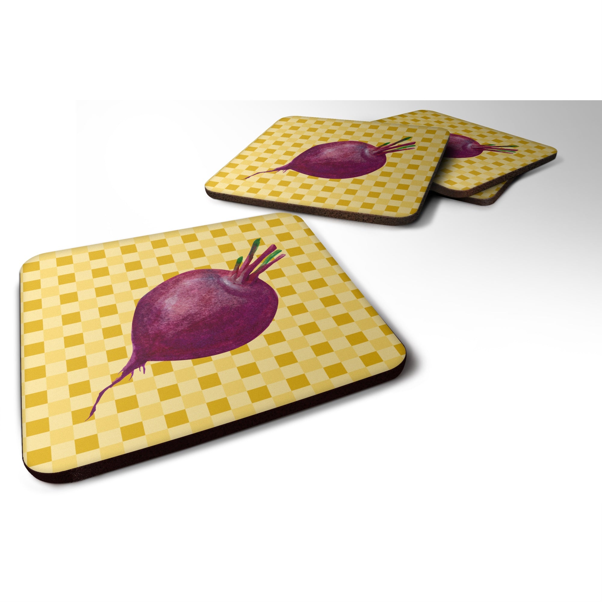 Caroline'S Treasures Beet Root On Basketweave Decorative Coasters, 3.5, Multicolor