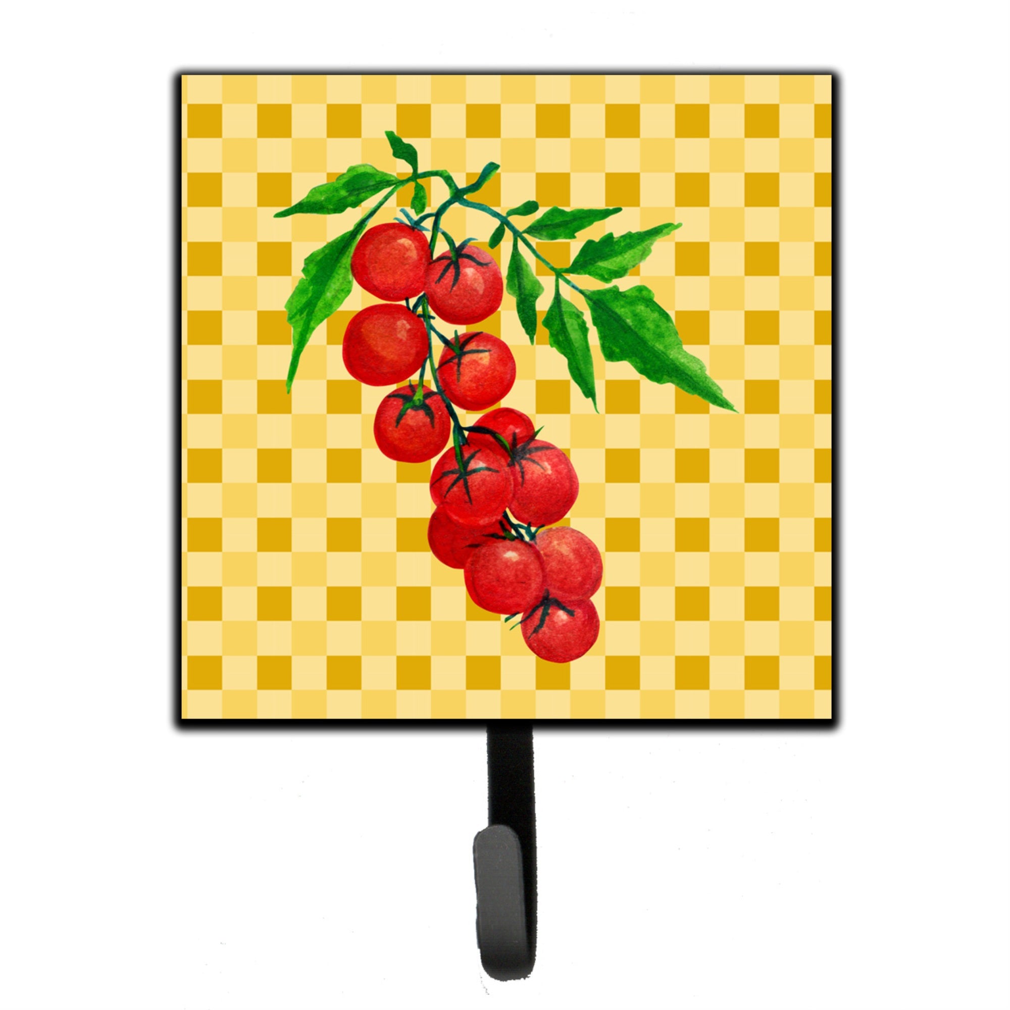 Caroline'S Treasures Cherry Tomato On Basketweave Wall Hook, Small, Multicolor