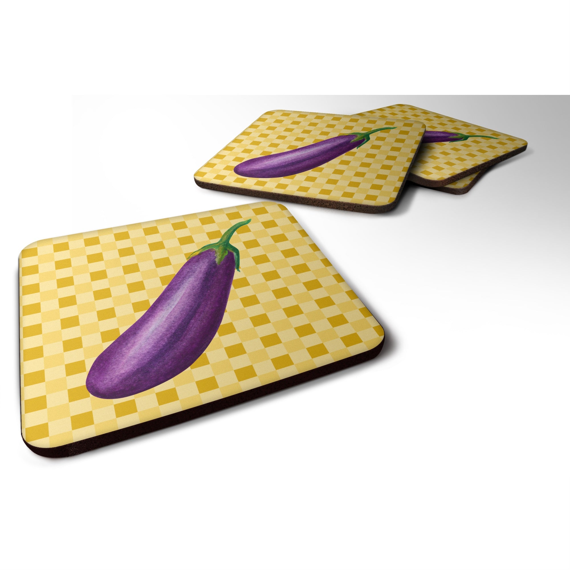 Caroline'S Treasures Eggplant On Basketweave Decorative Coasters, 3.5, Multicolor