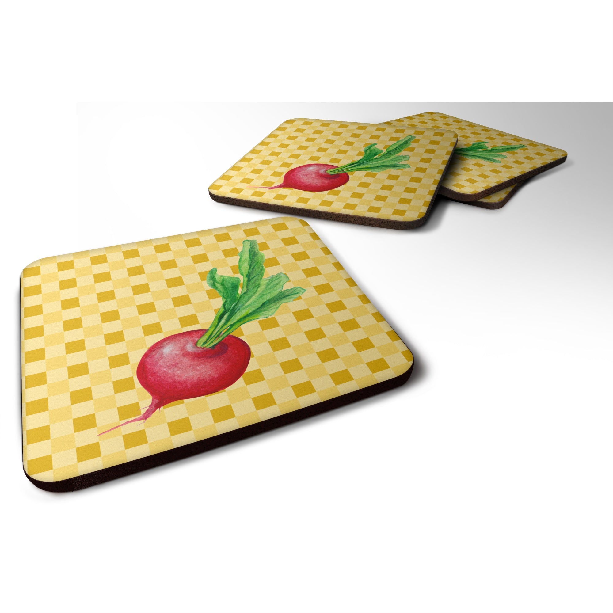 Caroline'S Treasures Radish On Basketweave Decorative Coasters, 3.5, Multicolor