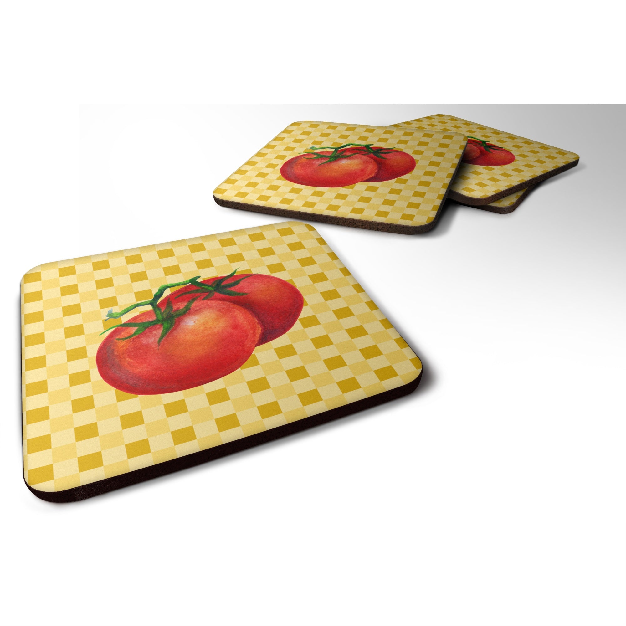 Caroline'S Treasures Tomato On Basketweave Decorative Coasters, 3.5, Multicolor