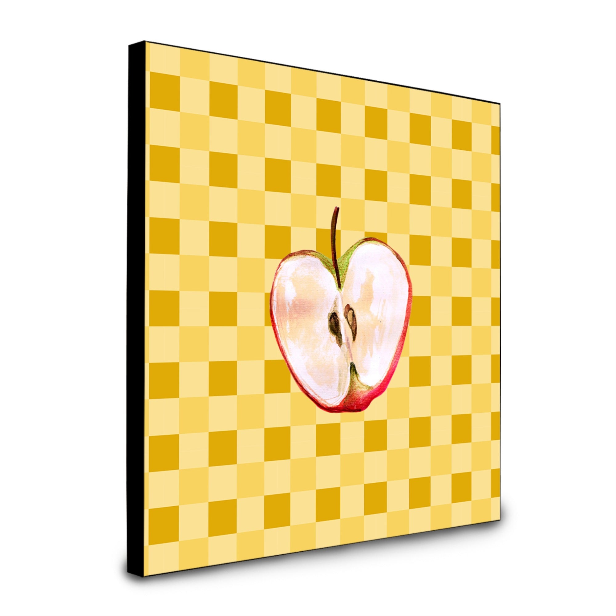 Caroline'S Treasures Half Apple On Basketweave Artwork Panel Wall-Decor, Multicolor