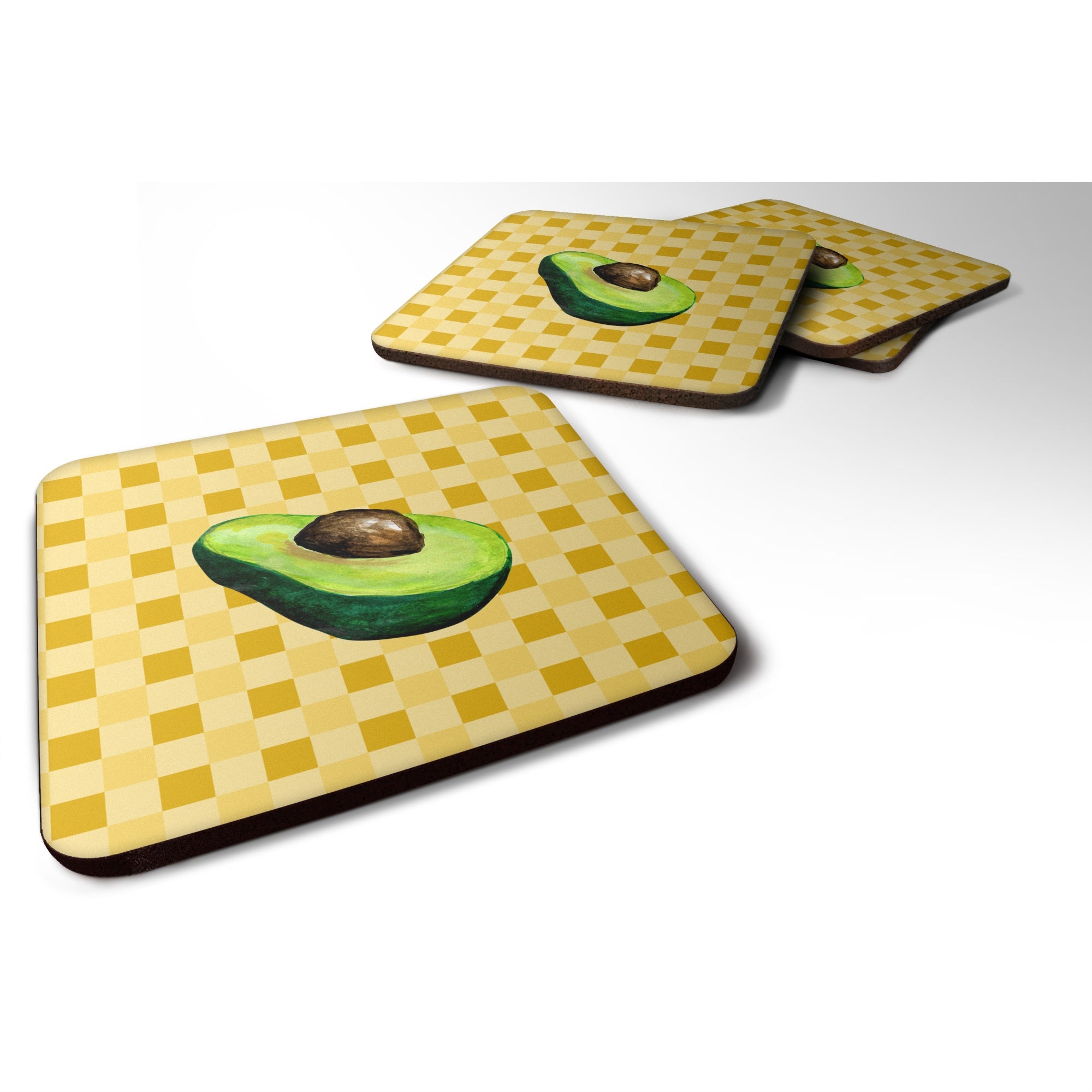Caroline'S Treasures Sliced Avacado On Basketweave Decorative Coasters, 3.5, Multicolor