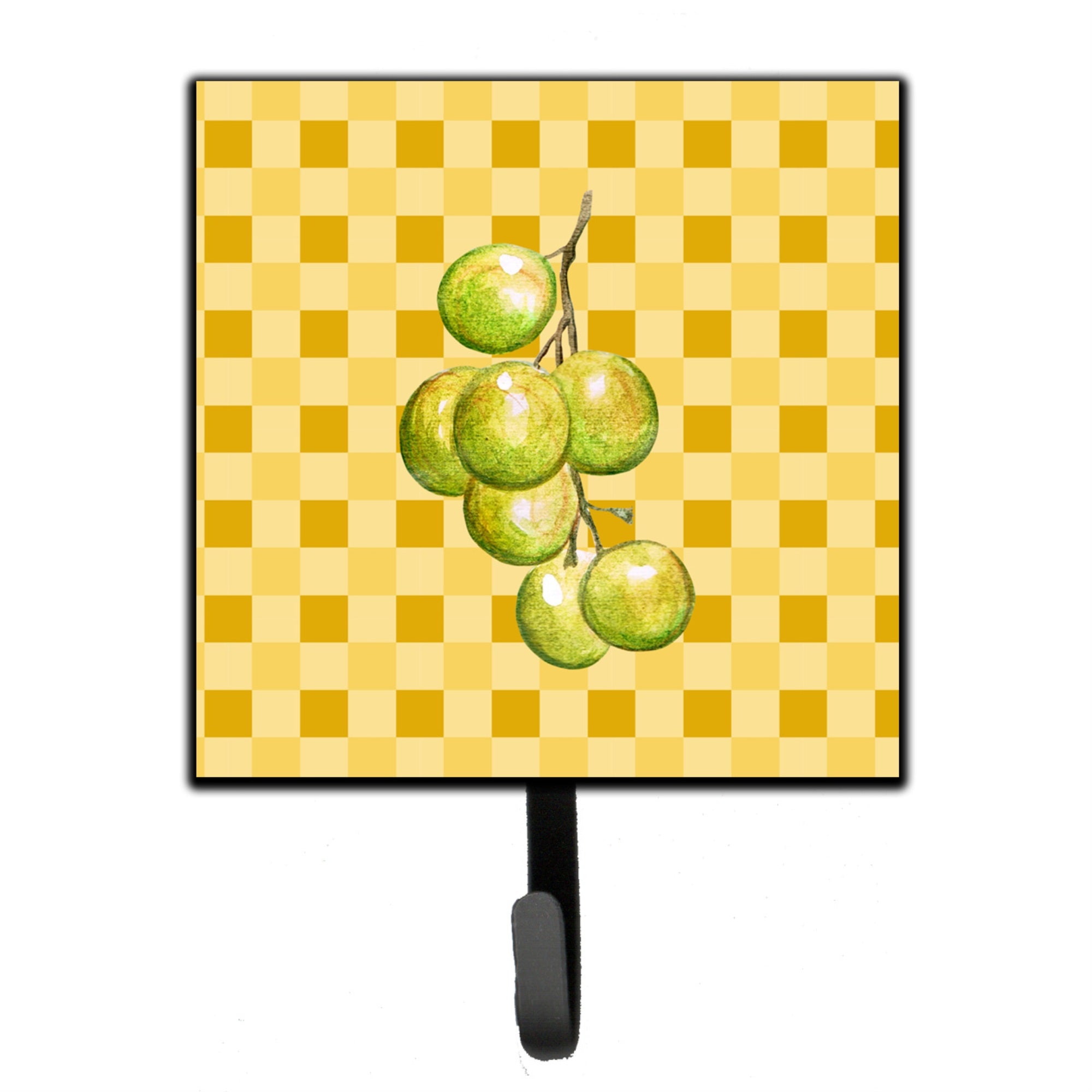 Caroline'S Treasures White Grapes On Basketweave Wall Hook, Small, Multicolor
