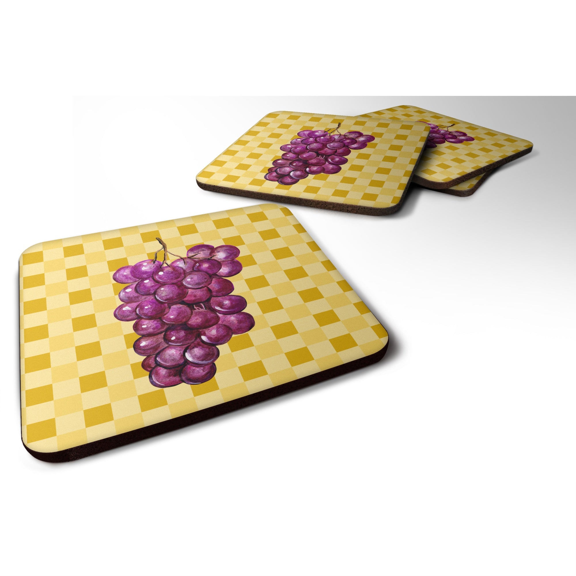 Caroline'S Treasures Grapes On Basketweave Decorative Coasters, 3.5, Multicolor