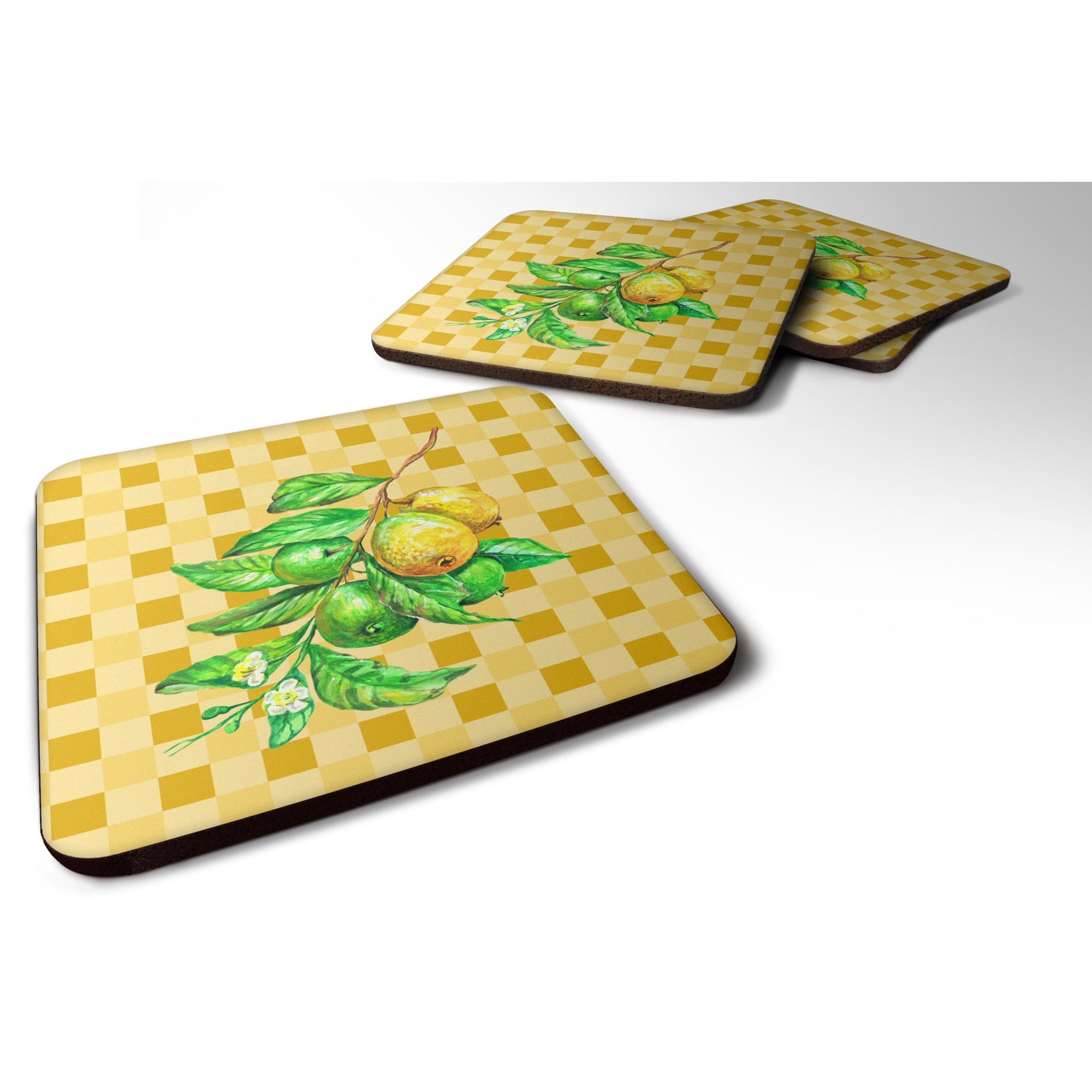 Caroline'S Treasures Guavas Branch On Basketweave Decorative Coasters, 3.5, Multicolor